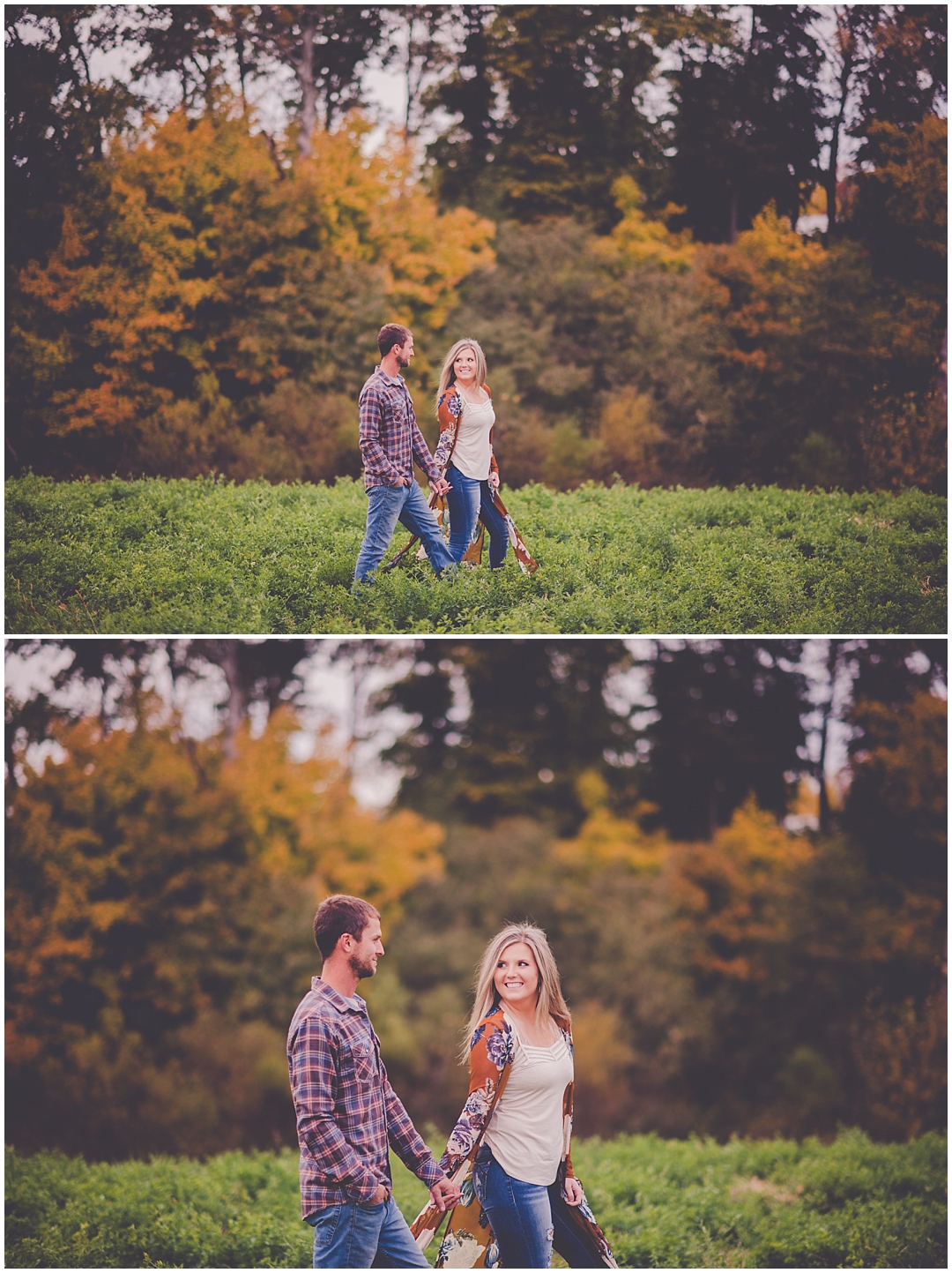 Kara Evans Photographer - Chicagoland Wedding Photographer - Traveling Illinois Wedding Photographer - Farm Fall Engagement Photos - Alfalfa Field Engagement Photos 