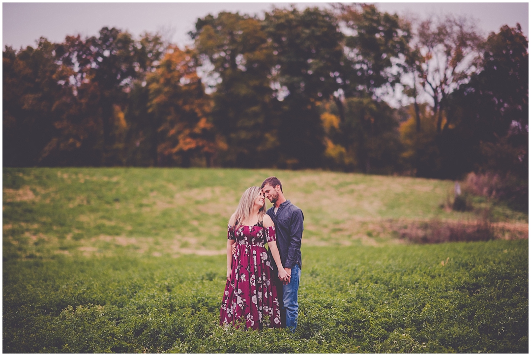 Kara Evans Photographer - Chicagoland Wedding Photographer - Traveling Illinois Wedding Photographer - Farm Fall Engagement Photos - Alfalfa Field Engagement Photos