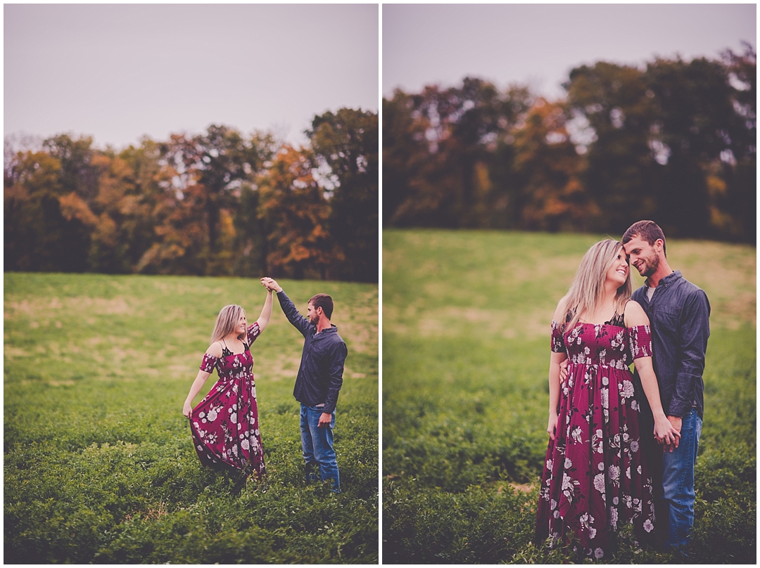 Kara Evans Photographer - Chicagoland Wedding Photographer - Traveling Illinois Wedding Photographer - Farm Fall Engagement Photos - Alfalfa Field Engagement Photos 