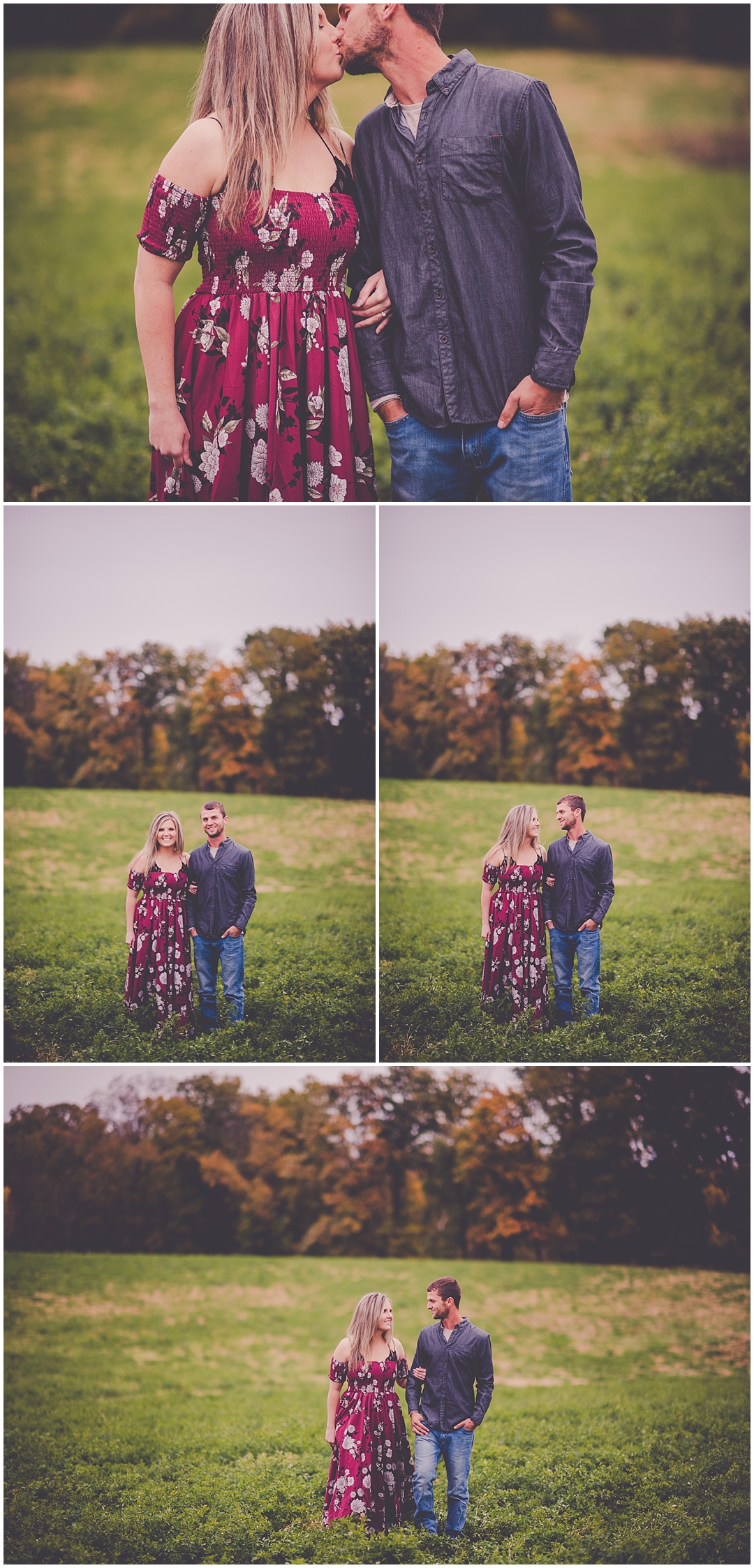 Kara Evans Photographer - Chicagoland Wedding Photographer - Traveling Illinois Wedding Photographer - Farm Fall Engagement Photos - Alfalfa Field Engagement Photos 