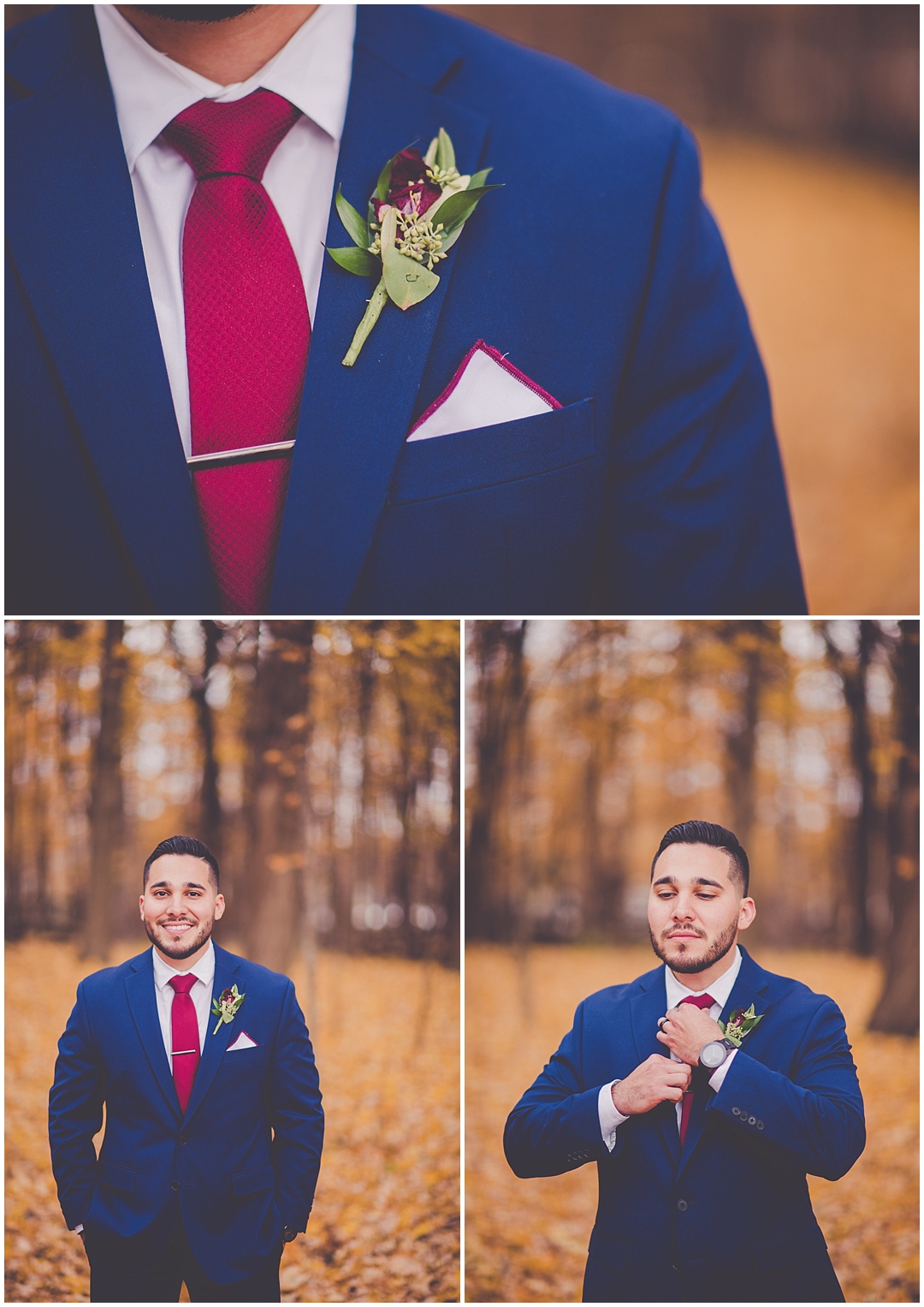 Fall wedding day at The Westin Chicago Northwest in Itasca, Illinois - burgundy, gold, and greenery wedding style. Busse Woods Forest Preserve wedding photos.