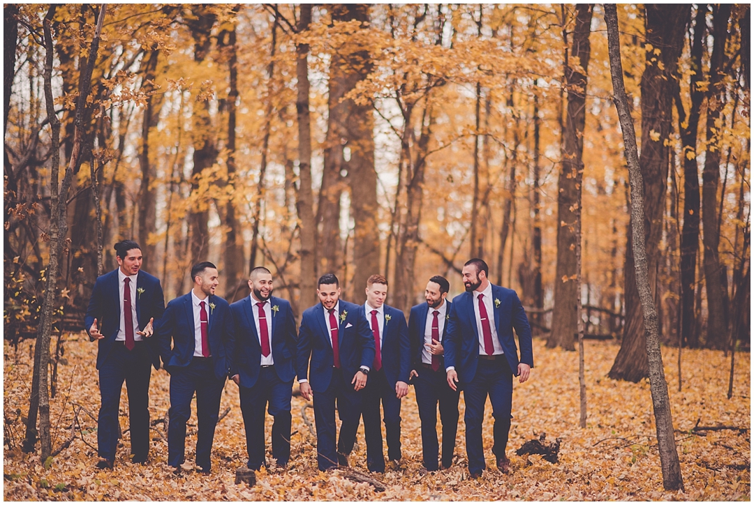 Fall wedding day at The Westin Chicago Northwest in Itasca, Illinois - burgundy, gold, and greenery wedding style. Busse Woods Forest Preserve wedding photos.