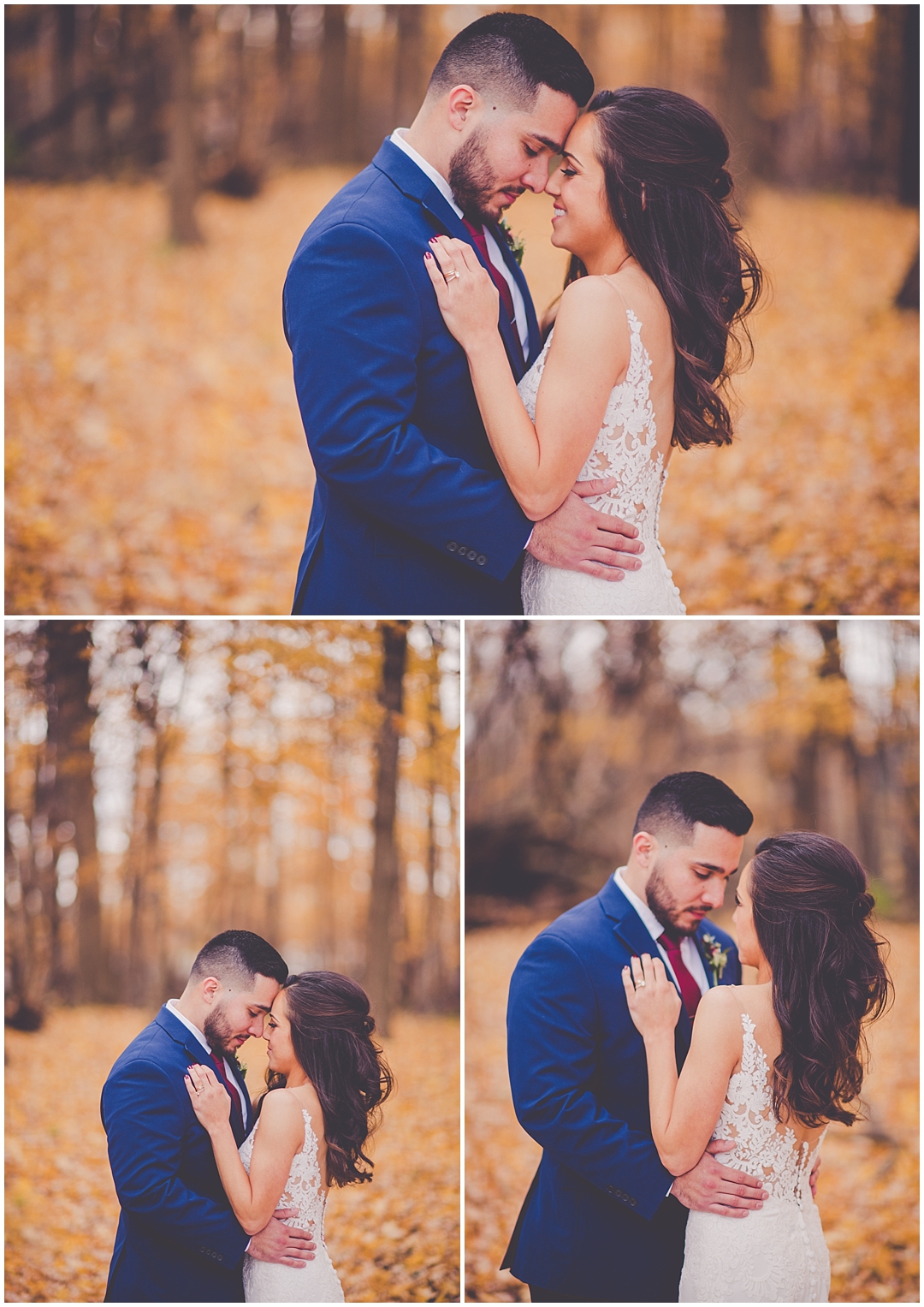 Fall wedding day at The Westin Chicago Northwest in Itasca, Illinois - burgundy, gold, and greenery wedding style. Busse Woods Forest Preserve wedding photos.