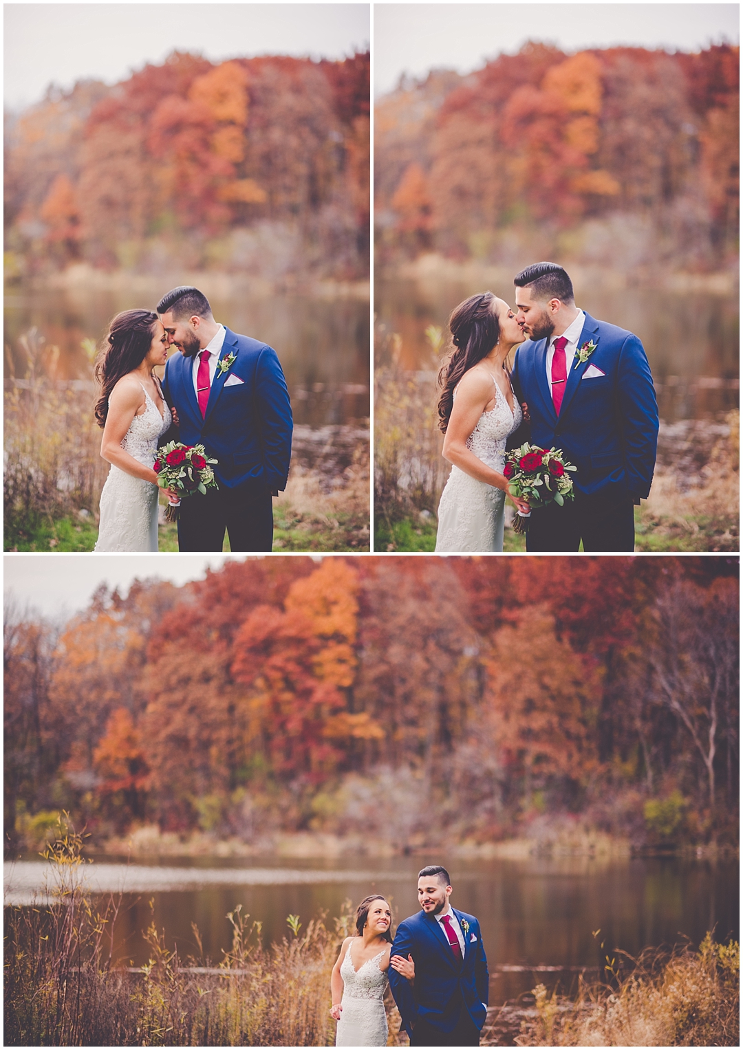 Fall wedding day at The Westin Chicago Northwest in Itasca, Illinois - burgundy, gold, and greenery wedding style. Busse Woods Forest Preserve wedding photos.