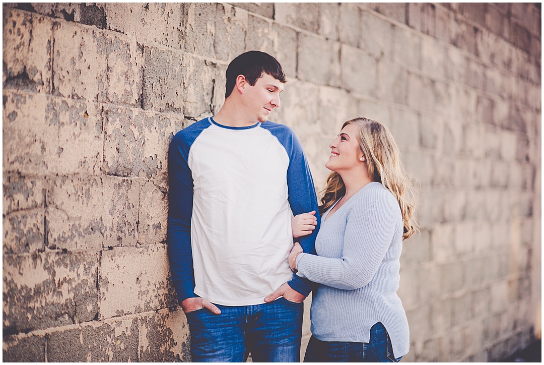 Downtown urban winter engagement photos in Springfield Illinois - Kara Evans Photographer Central Illinois and Chicagoland engagement photographer.