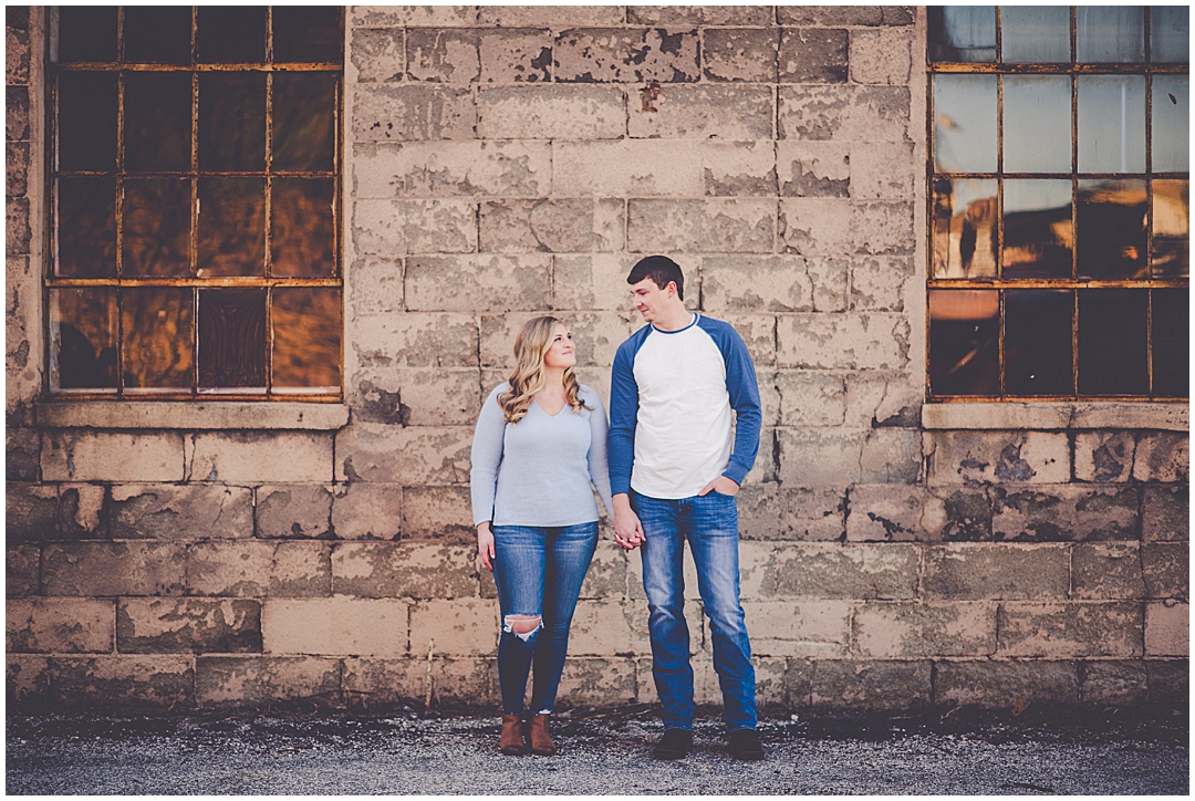 Downtown urban winter engagement photos in Springfield Illinois - Kara Evans Photographer Central Illinois and Chicagoland engagement photographer.