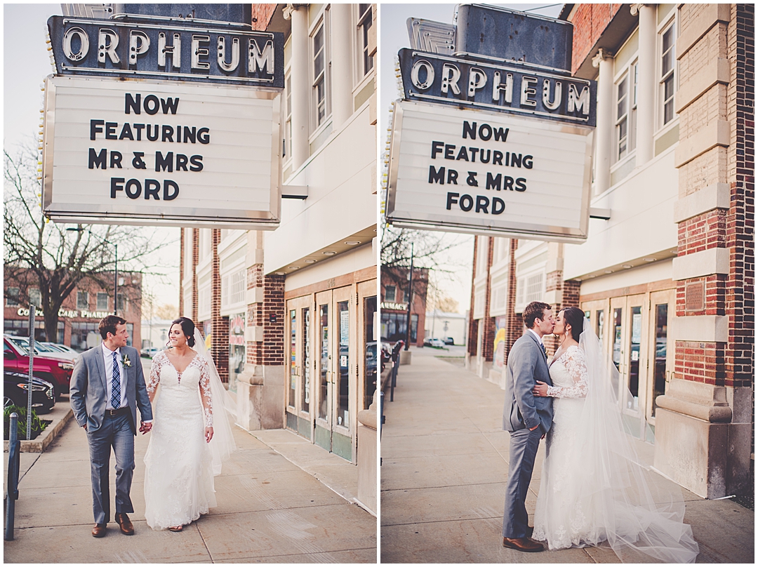 Spring Greenery + Gold Wedding Day at The Orpheum in Champaign, Illinois with Chicagoland Wedding Photographer Kara Evans Photographer