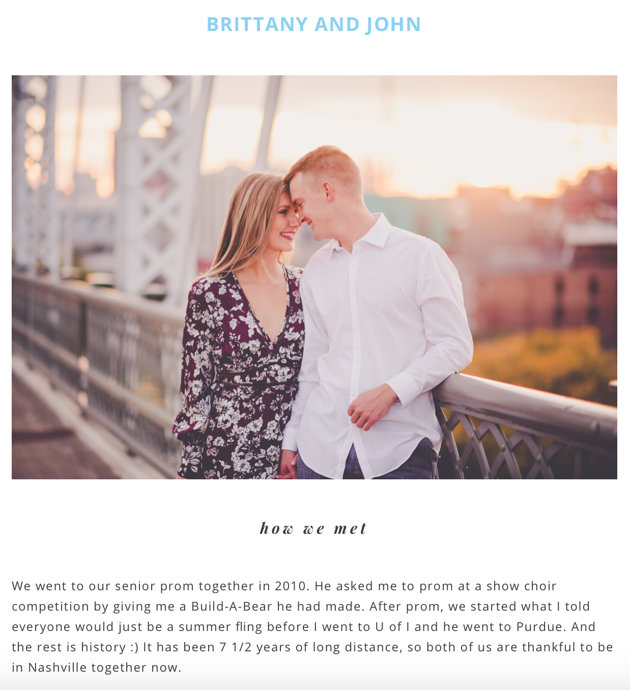 How They Asked by The Knot Feature - Brittany and John's Nashville pedestrian bridge engagement session with Chicagoland photographer Kara Evans Photographer.