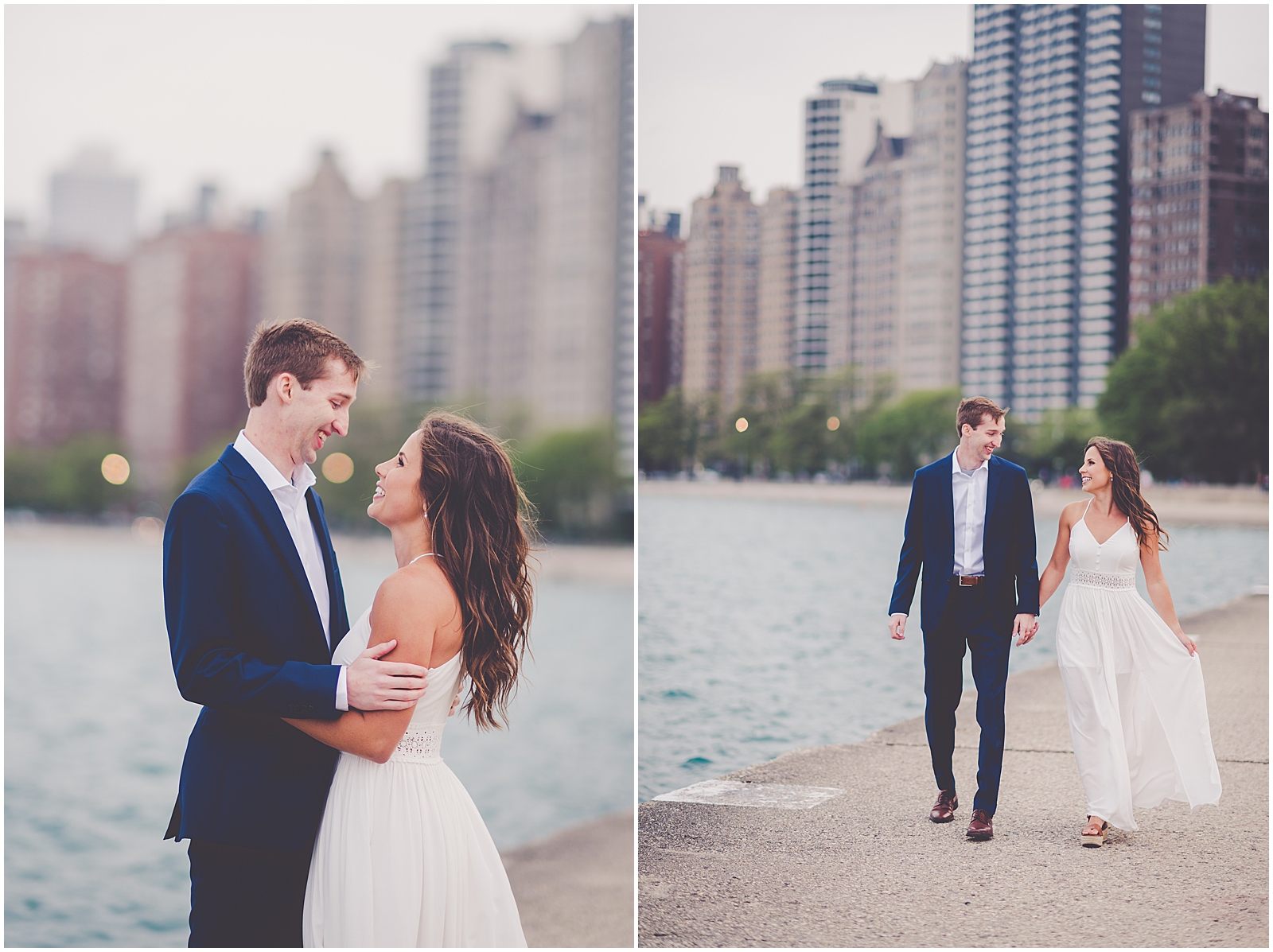 North Avenue Beach Engagement Photos in Chicago, Illinois with Chicagoland wedding photographer Kara Evans Photographer.