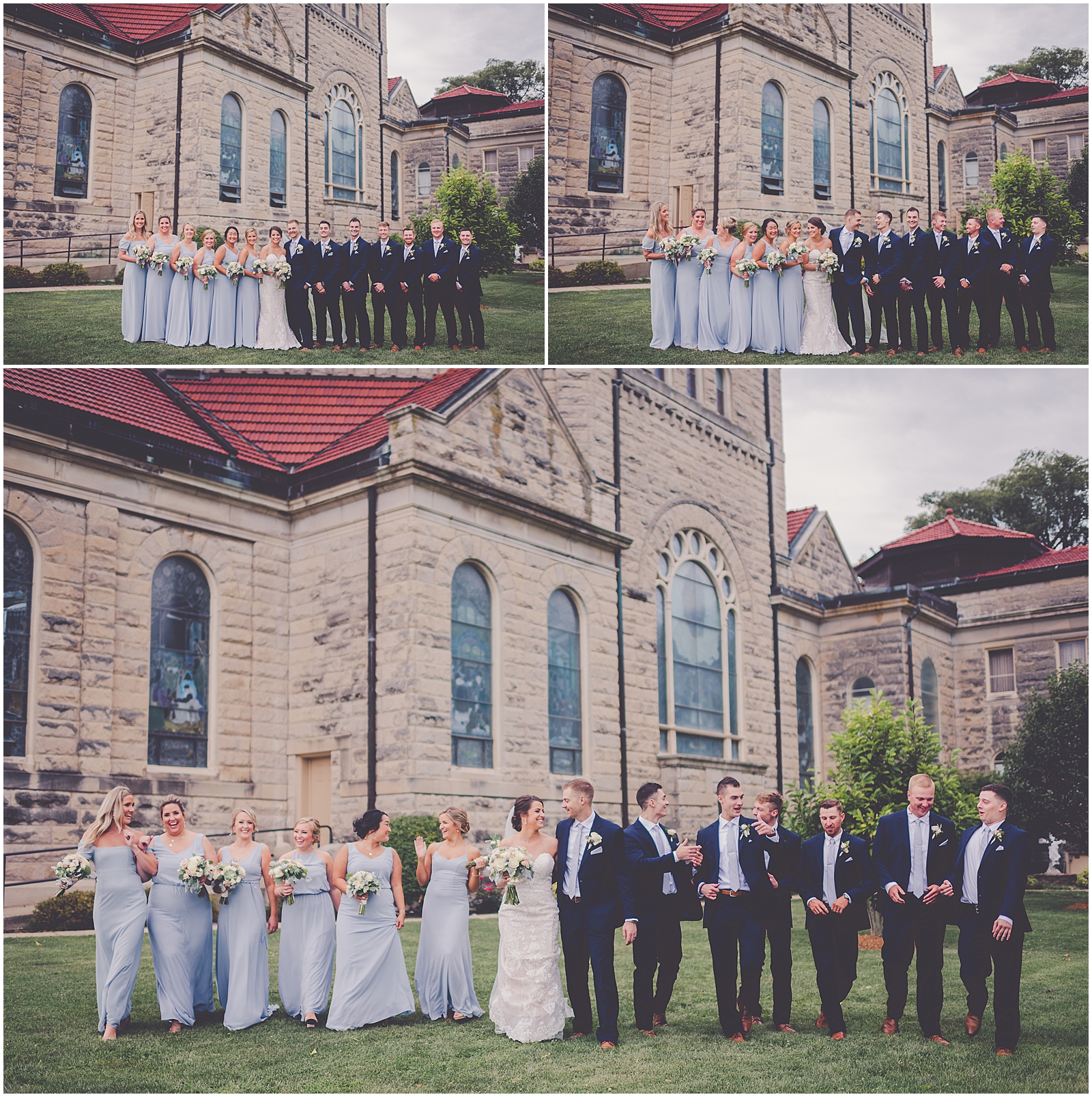 Courtney & Todd's dusty blue, greenery, and gold wedding day at St. Mary's Catholic Church in Beaverville, Illinois and Dunning Park in Iroquois, Illinois with Chicagoland wedding photographer Kara Evans Photographer.