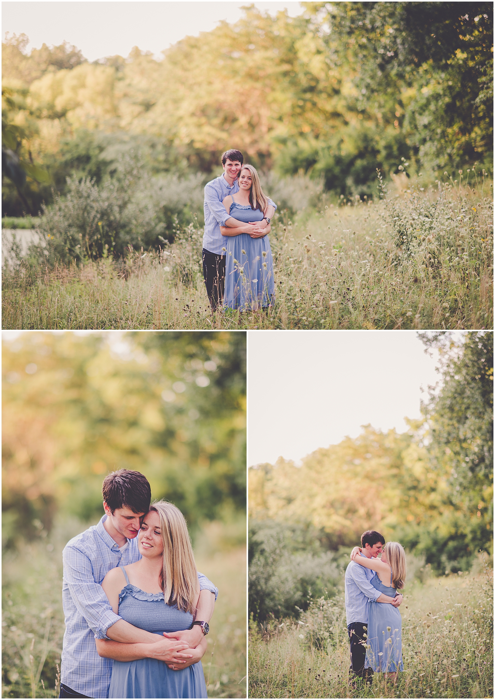 Summertime cabin engagement session in Champaign, Illinois with Chicagoland wedding photographer Kara Evans Photographer.