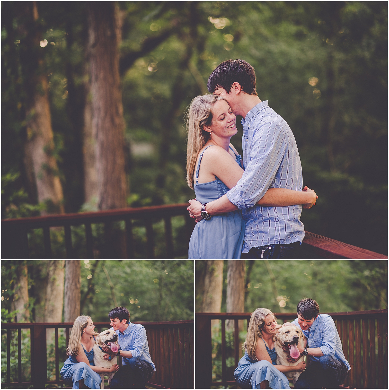 Summertime cabin engagement session in Champaign, Illinois with Chicagoland wedding photographer Kara Evans Photographer.