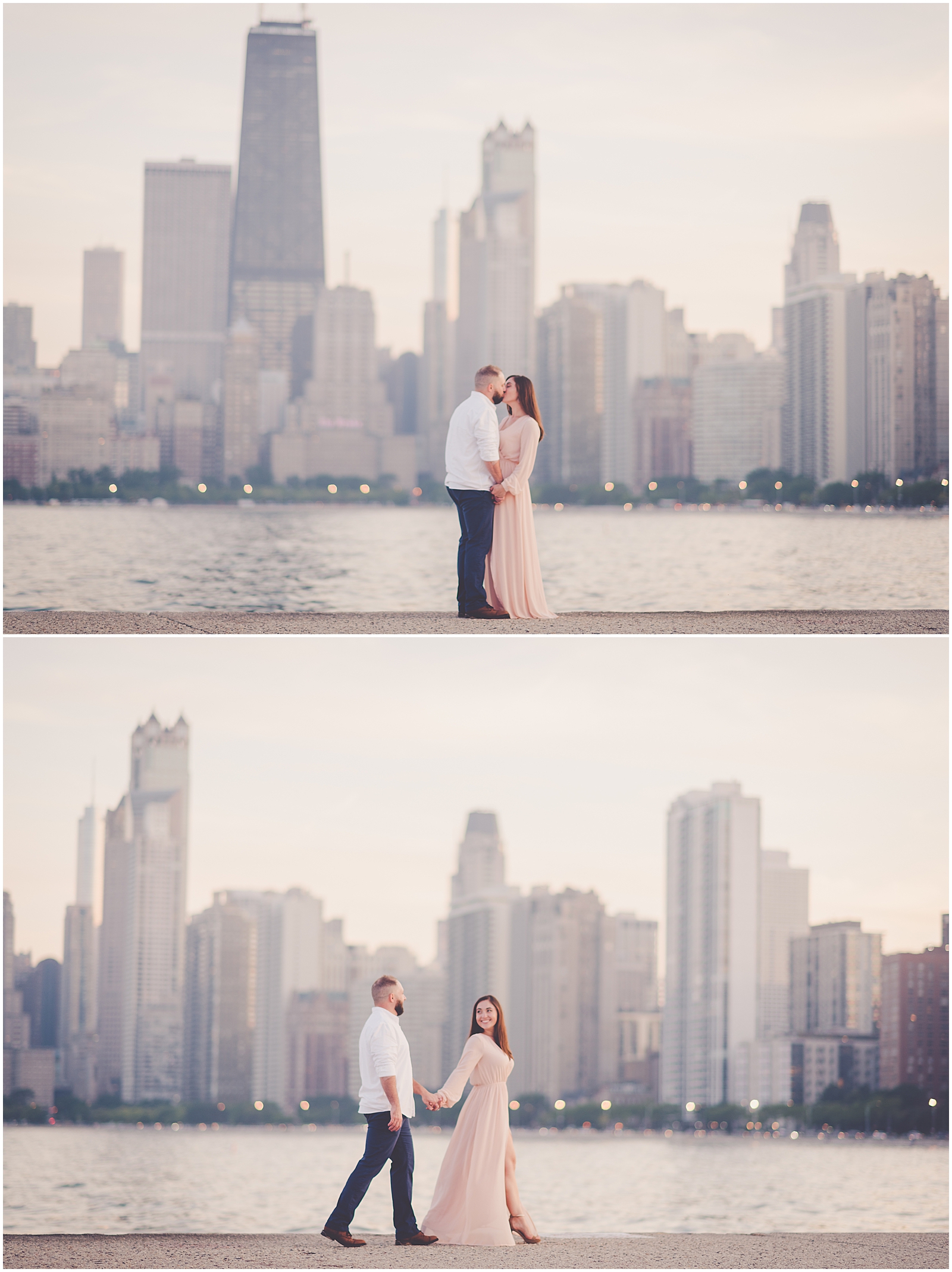 Colleen and Joel's North Avenue Beach engagement session in Chicago, Illinois with Chicagoland wedding photographer Kara Evans Photographer.