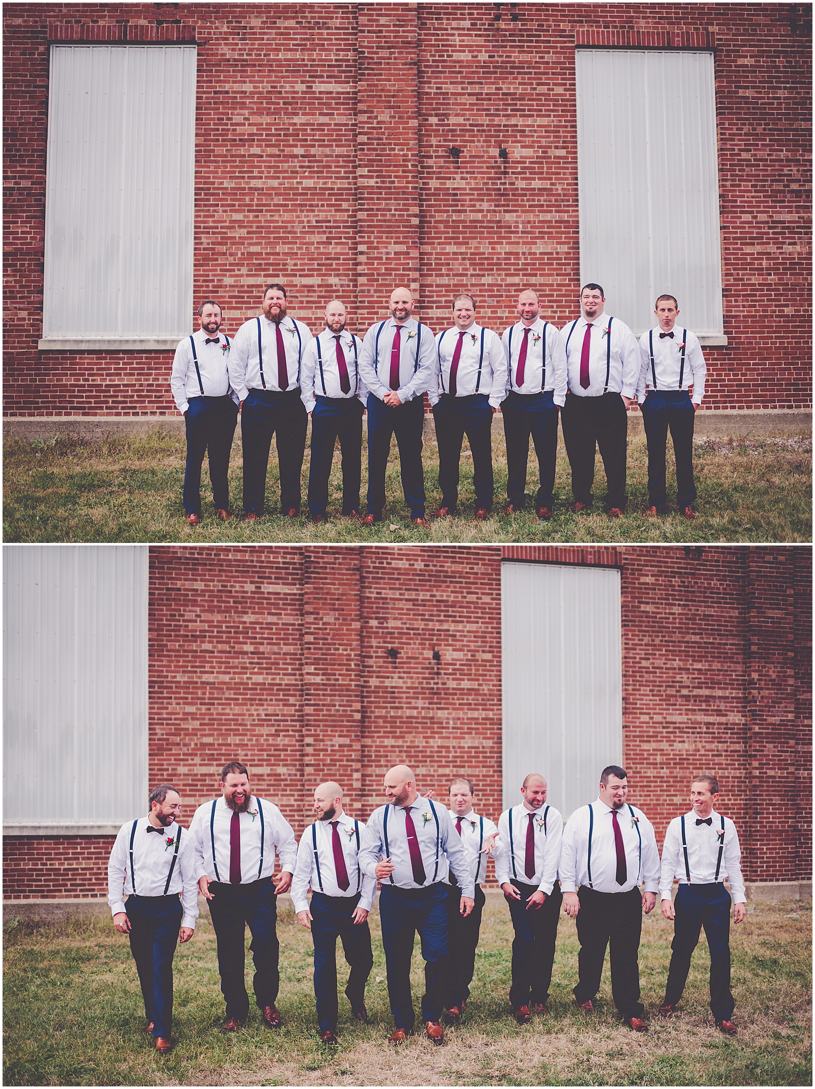Cari and Nick's rustic fall cabernet and navy Round House Event Center wedding day in Beardstown, IL with Chicagoland wedding photographer Kara Evans Photographer.