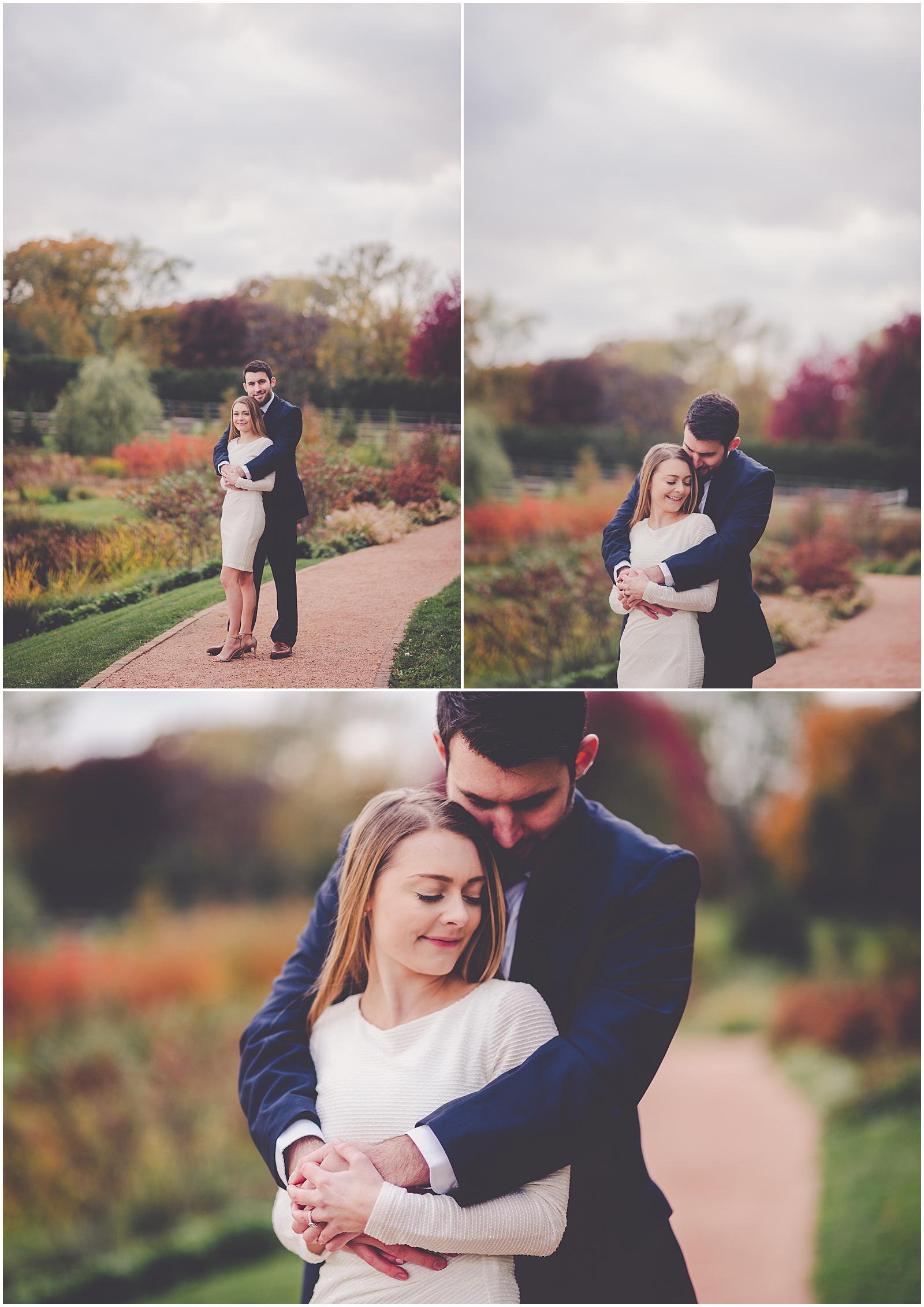Kelsey and Justin's romantic fall Cantigny Park engagement photos in Wheaton, IL with Chicagoland wedding photographer Kara Evans Photographer.