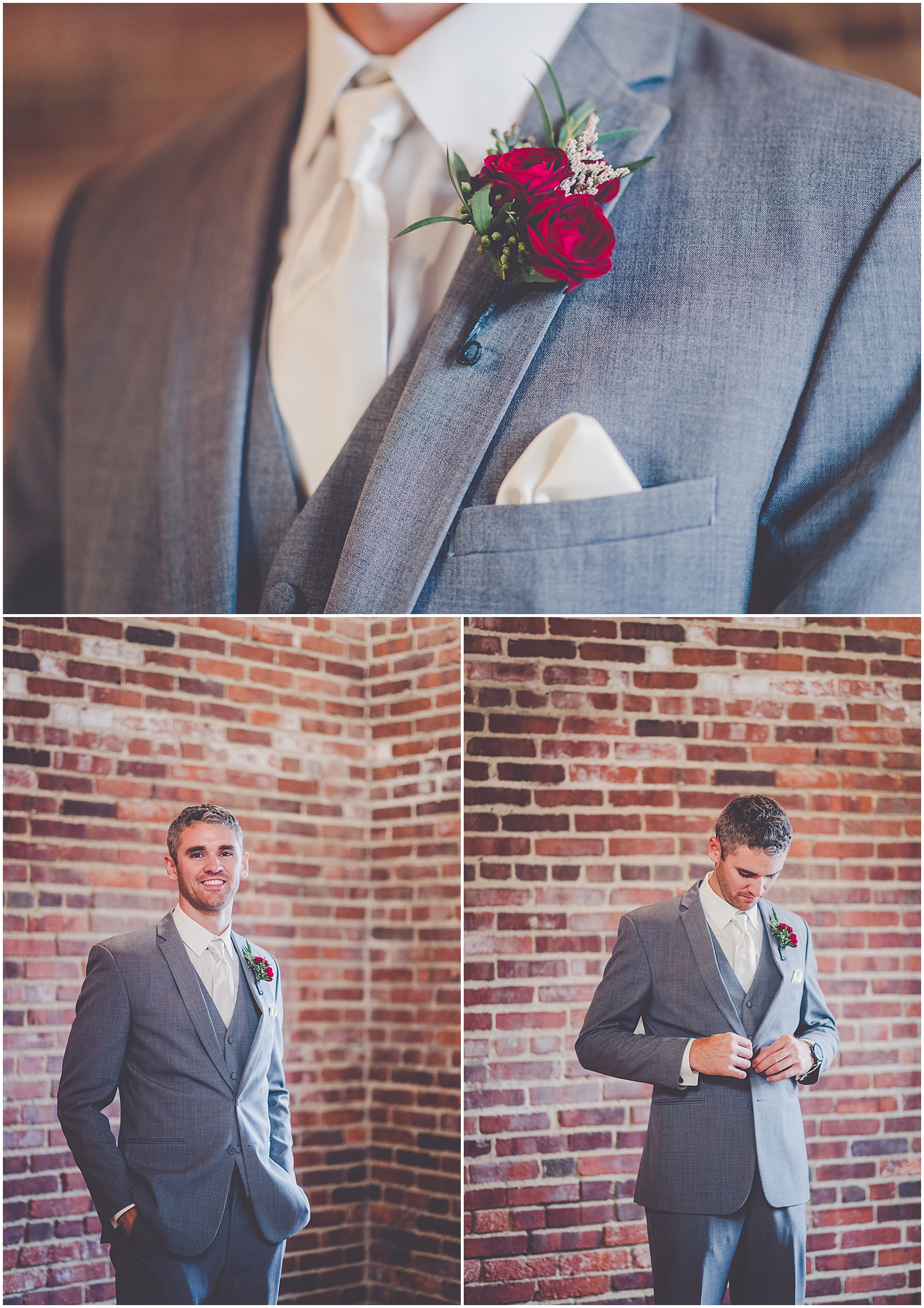 Kendra and Cole's rainy rustic navy & blush wedding at Town & Country Events in Milford, IL with Chicagoland wedding photographer Kara Evans Photographer.