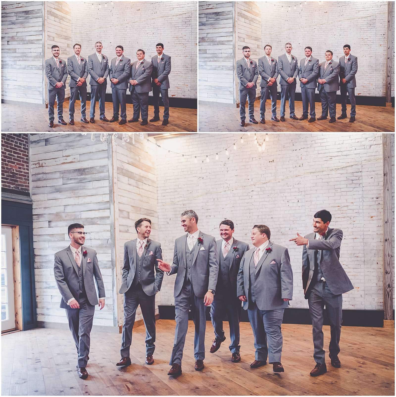 Kendra and Cole's rainy rustic navy & blush wedding at Town & Country Events in Milford, IL with Chicagoland wedding photographer Kara Evans Photographer.