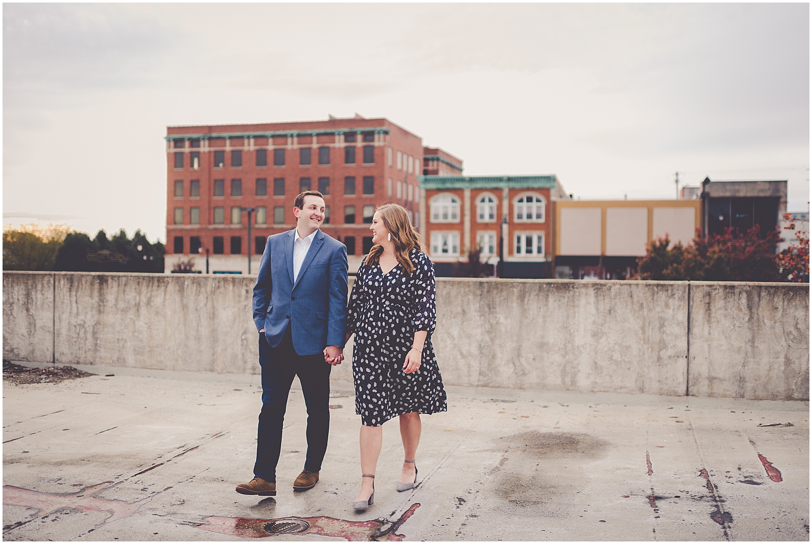 Meredith and Ryan's downtown Kankakee photos and Kankakee Country Club engagement session in Kankakee with Chicagoland photographer Kara Evans Photographer.