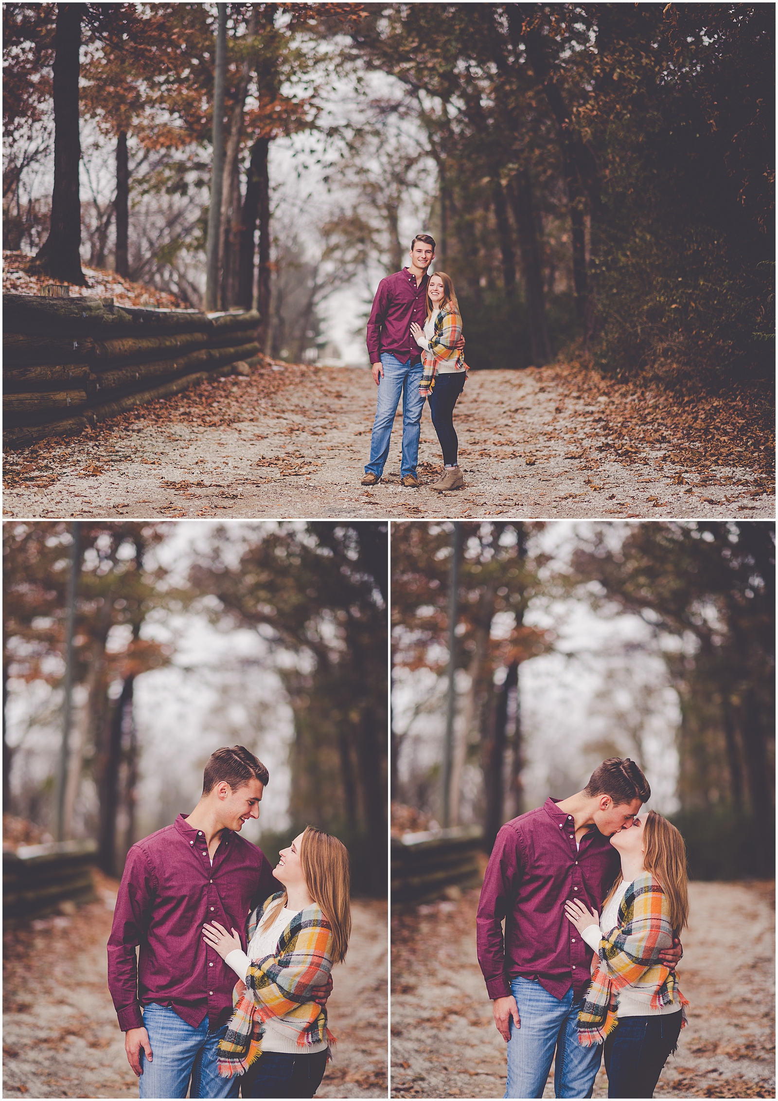 Clare and Chayce's fall engagement session in Springfield, Illinois with Chicagoland wedding photographer Kara Evans Photographer.