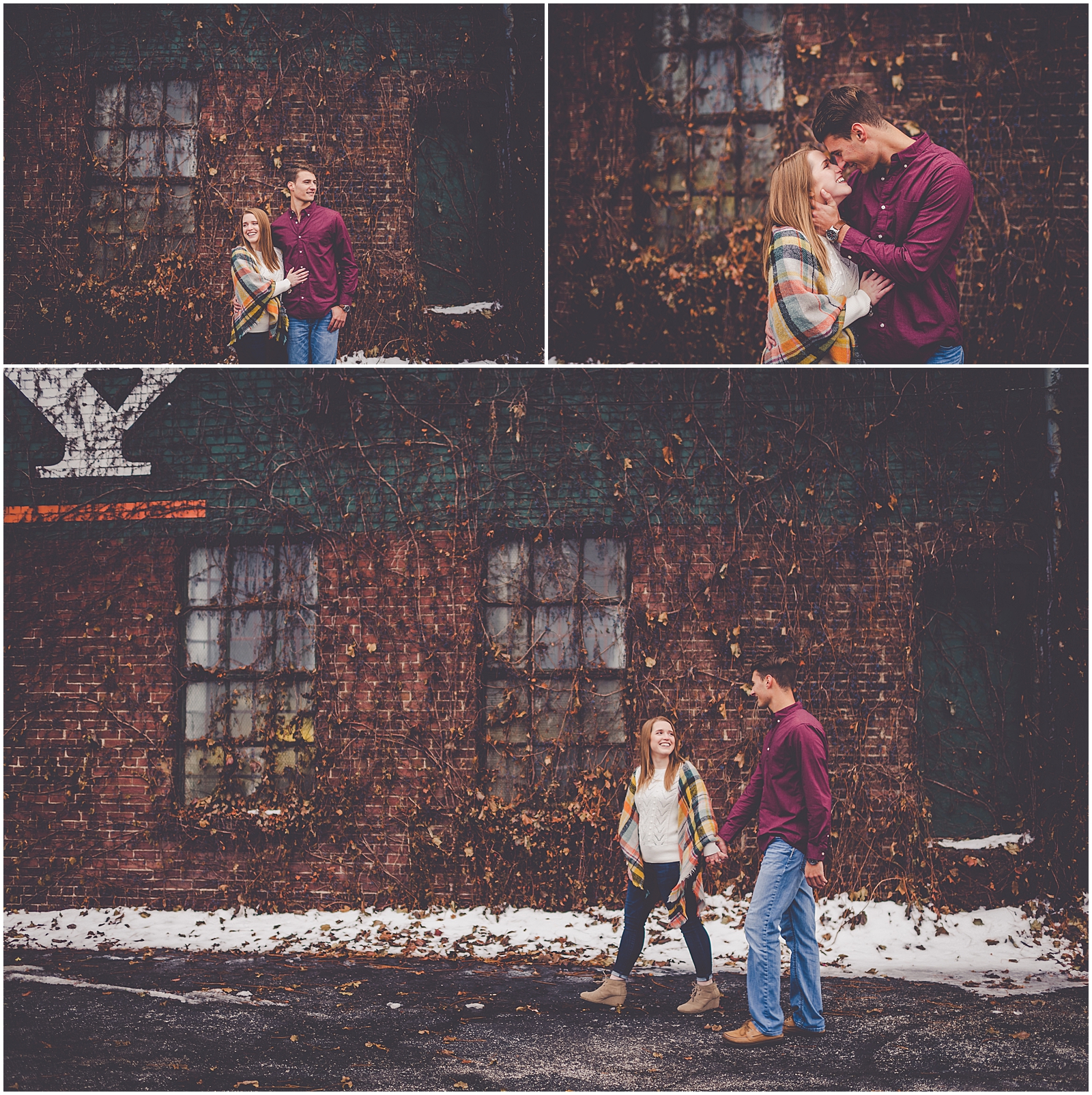Clare and Chayce's fall engagement session in Springfield, Illinois with Chicagoland wedding photographer Kara Evans Photographer.