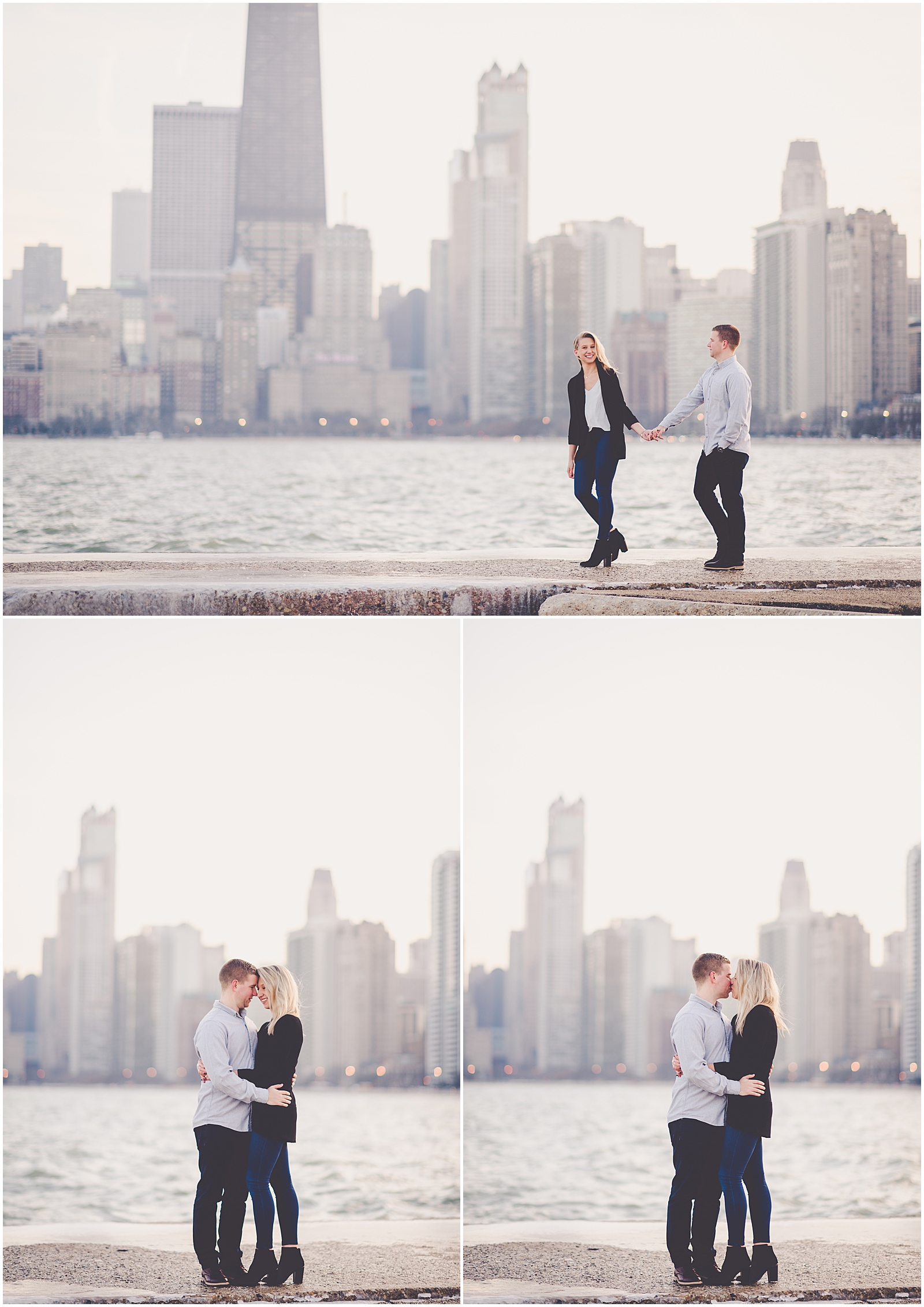 Jillian and Ryan's November skyline engagement session in Chicago, Illinois with Chicagoland wedding photographer Kara Evans Photographer.