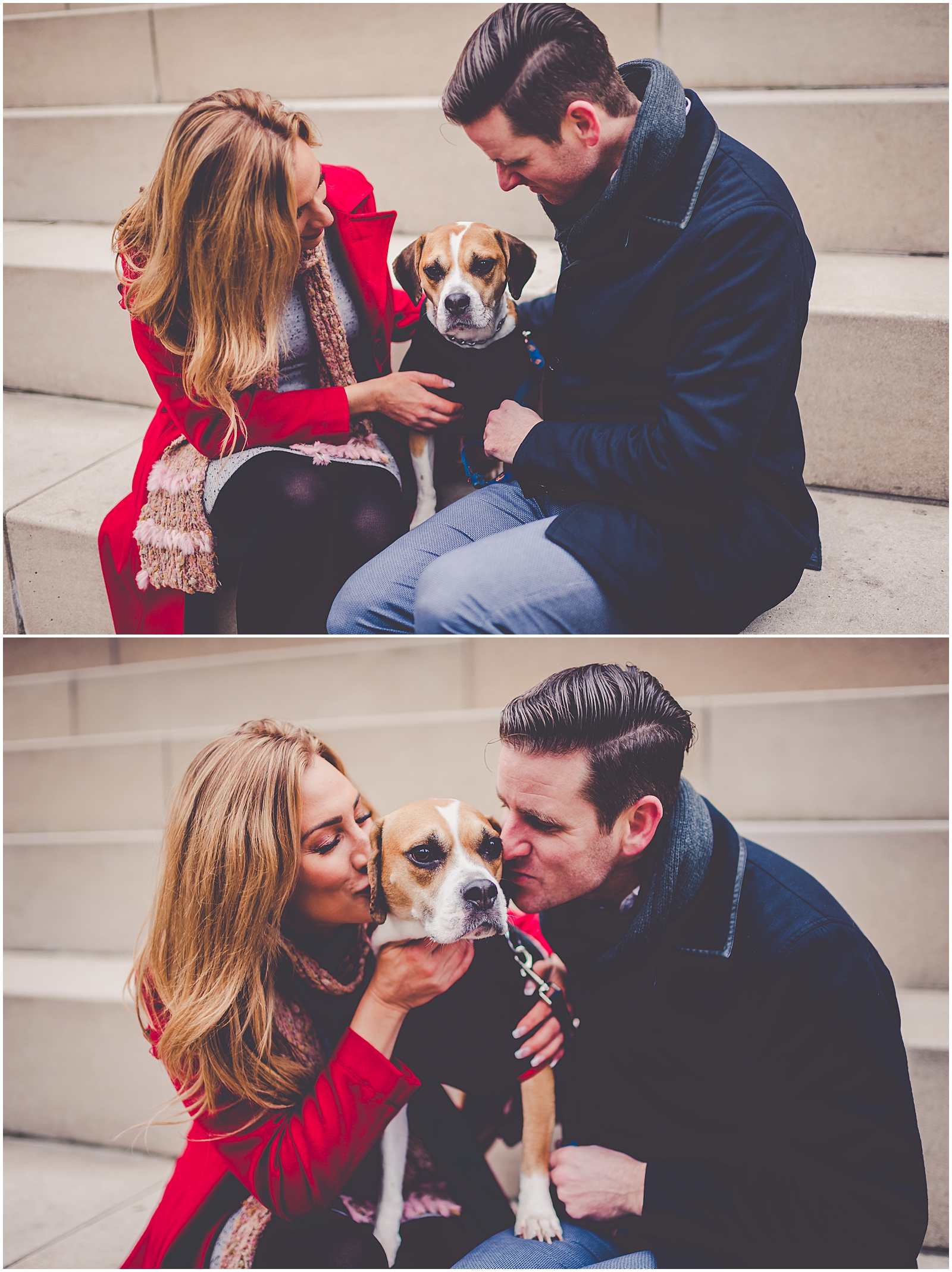 Courtney and Eric's winter Chicago engagement session photos with Chicagoland wedding photographer Kara Evans Photographer.