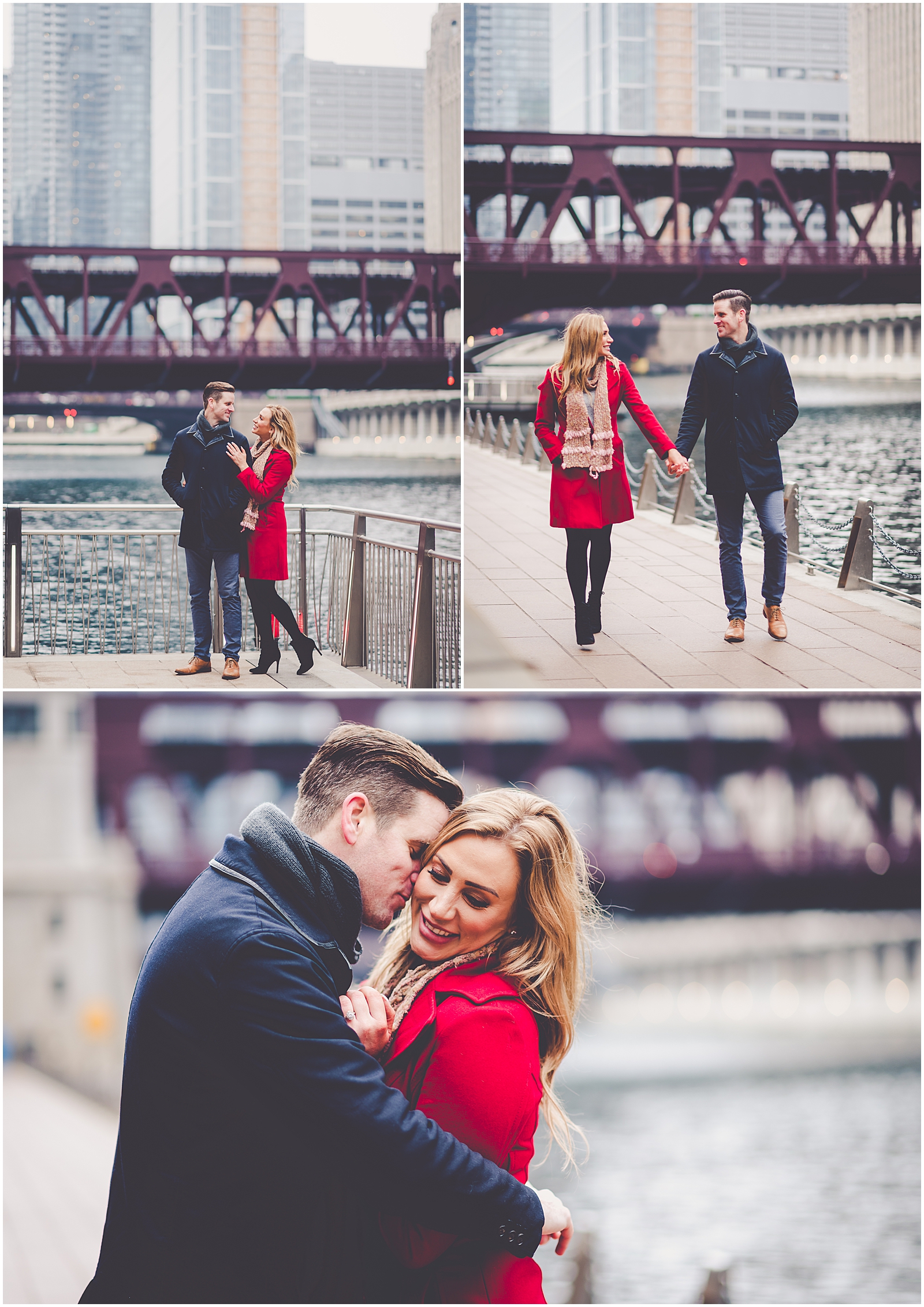 Courtney and Eric's winter Chicago engagement session photos with Chicagoland wedding photographer Kara Evans Photographer.