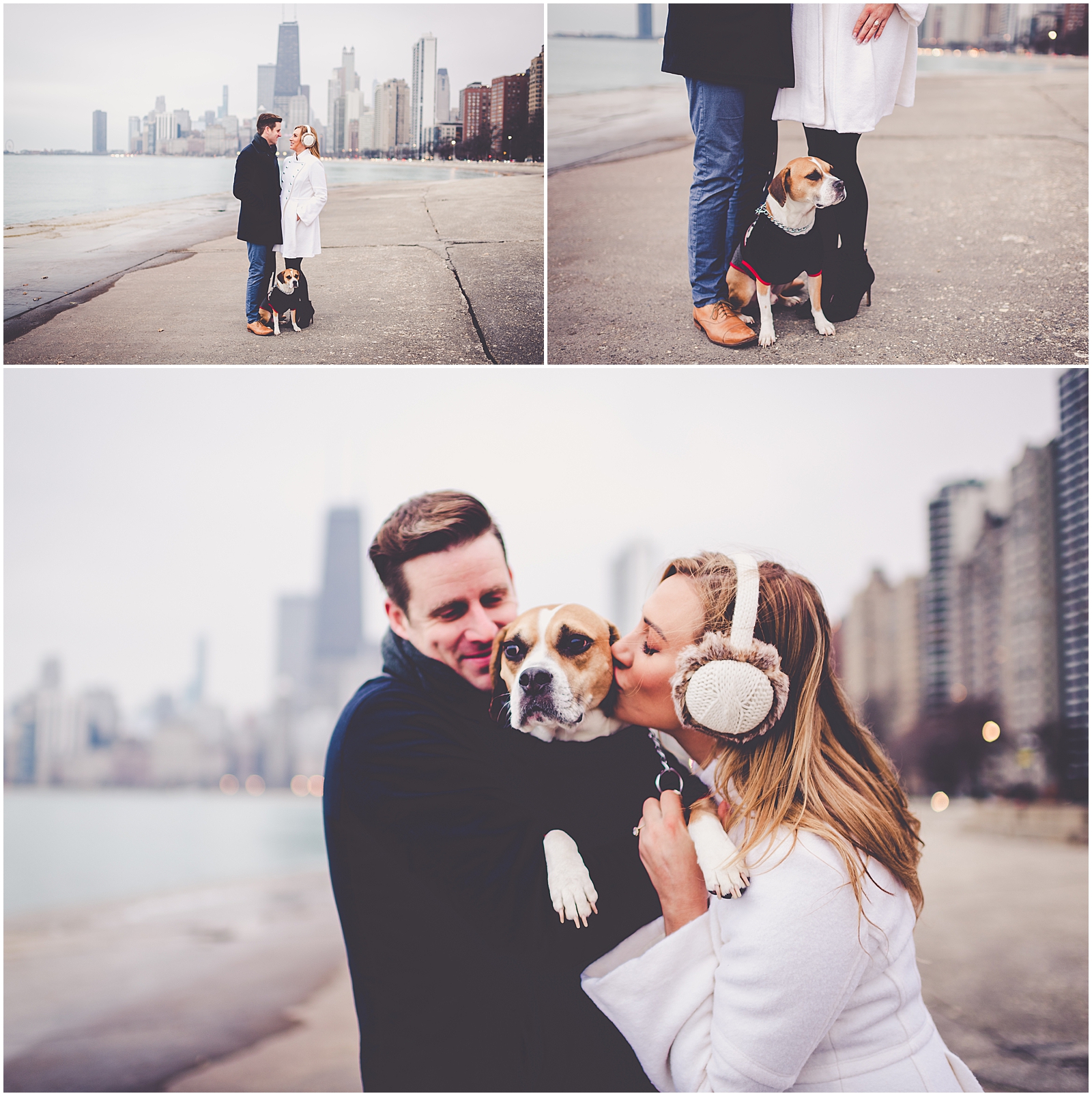 Courtney and Eric's winter Chicago engagement session photos with Chicagoland wedding photographer Kara Evans Photographer.