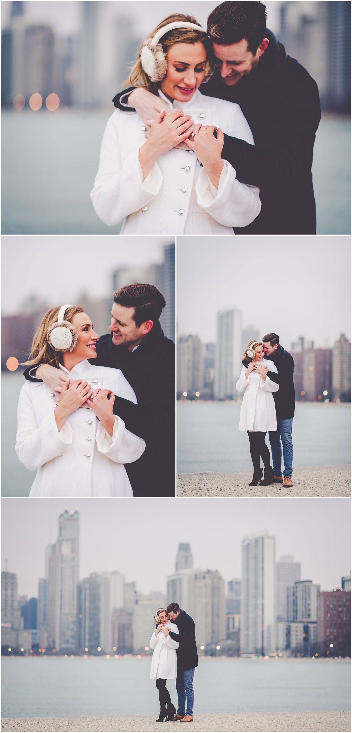 Courtney and Eric's winter Chicago engagement session photos with Chicagoland wedding photographer Kara Evans Photographer.