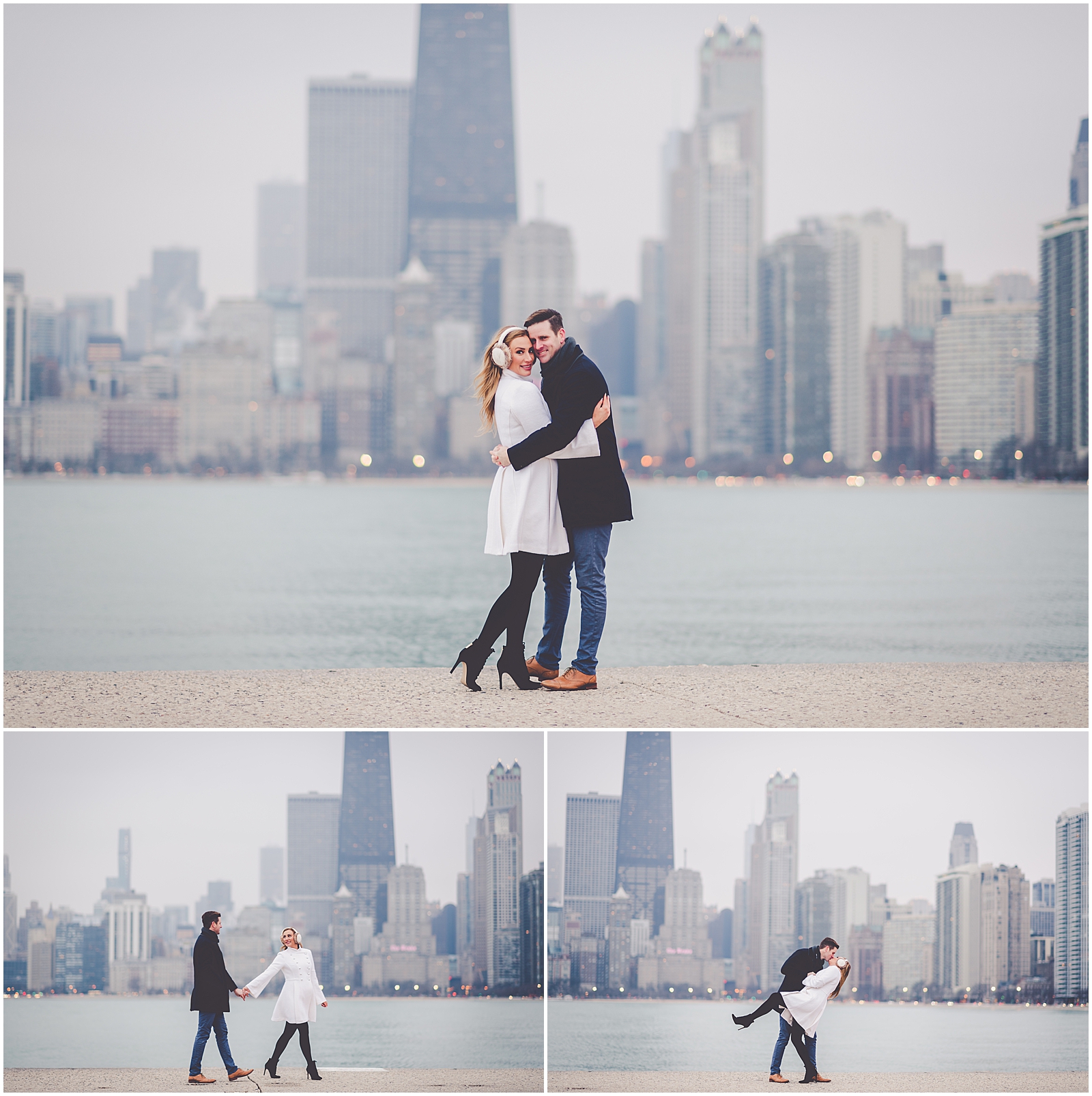 Courtney and Eric's winter Chicago engagement session photos with Chicagoland wedding photographer Kara Evans Photographer.