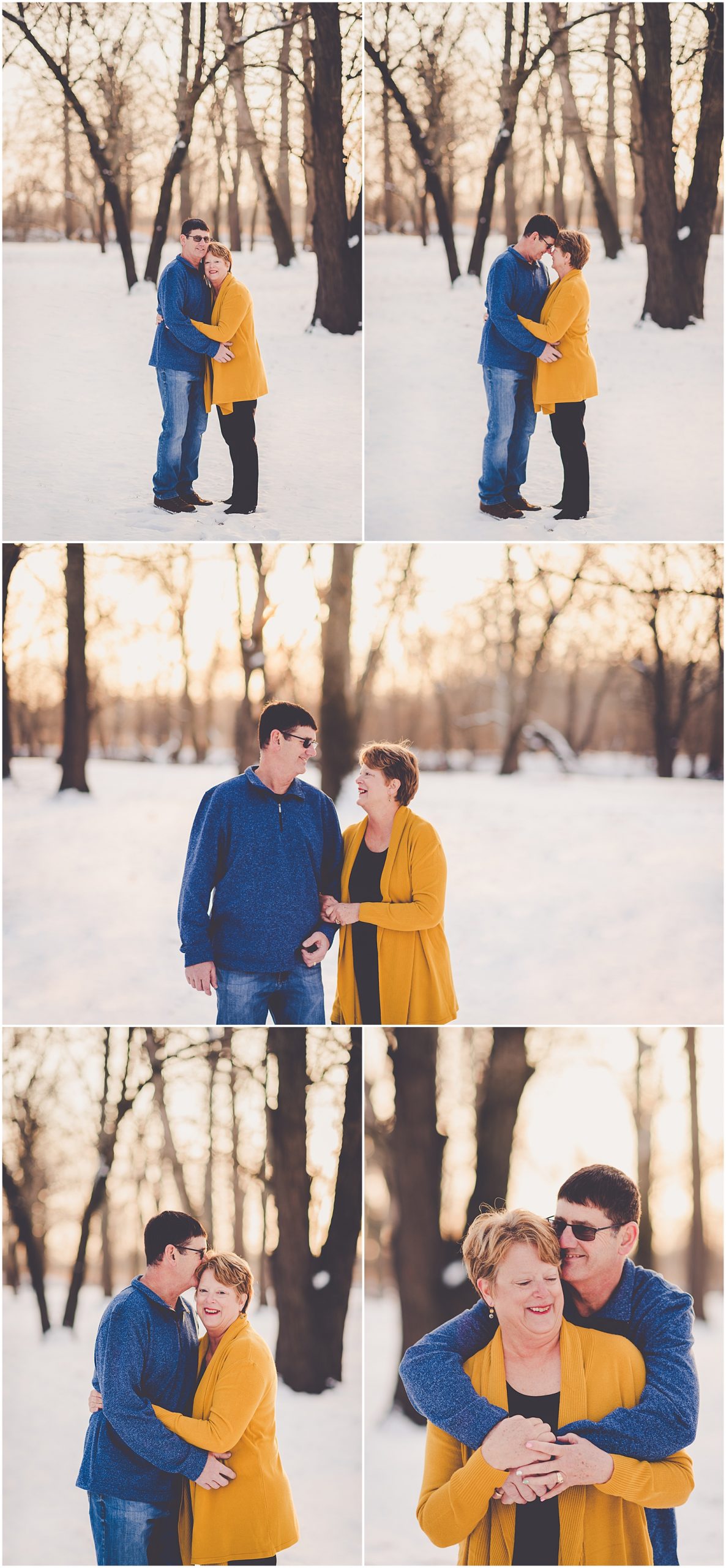 Nancy and Joel's winter anniversary session in Watseka, Illinois with Chicagoland wedding photographer Kara Evans Photographer.