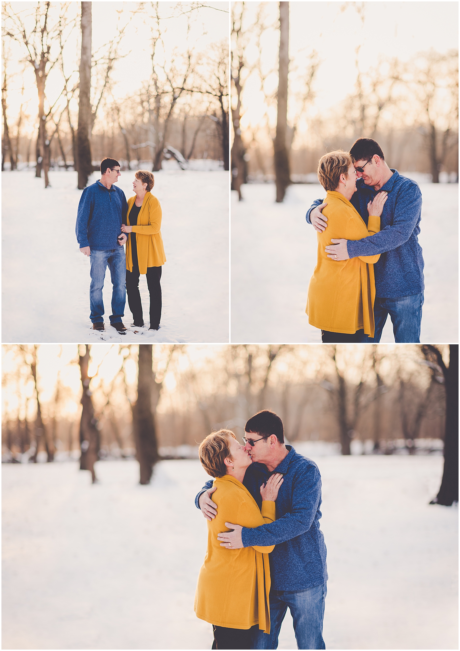 Nancy and Joel's winter anniversary session in Watseka, Illinois with Chicagoland wedding photographer Kara Evans Photographer.