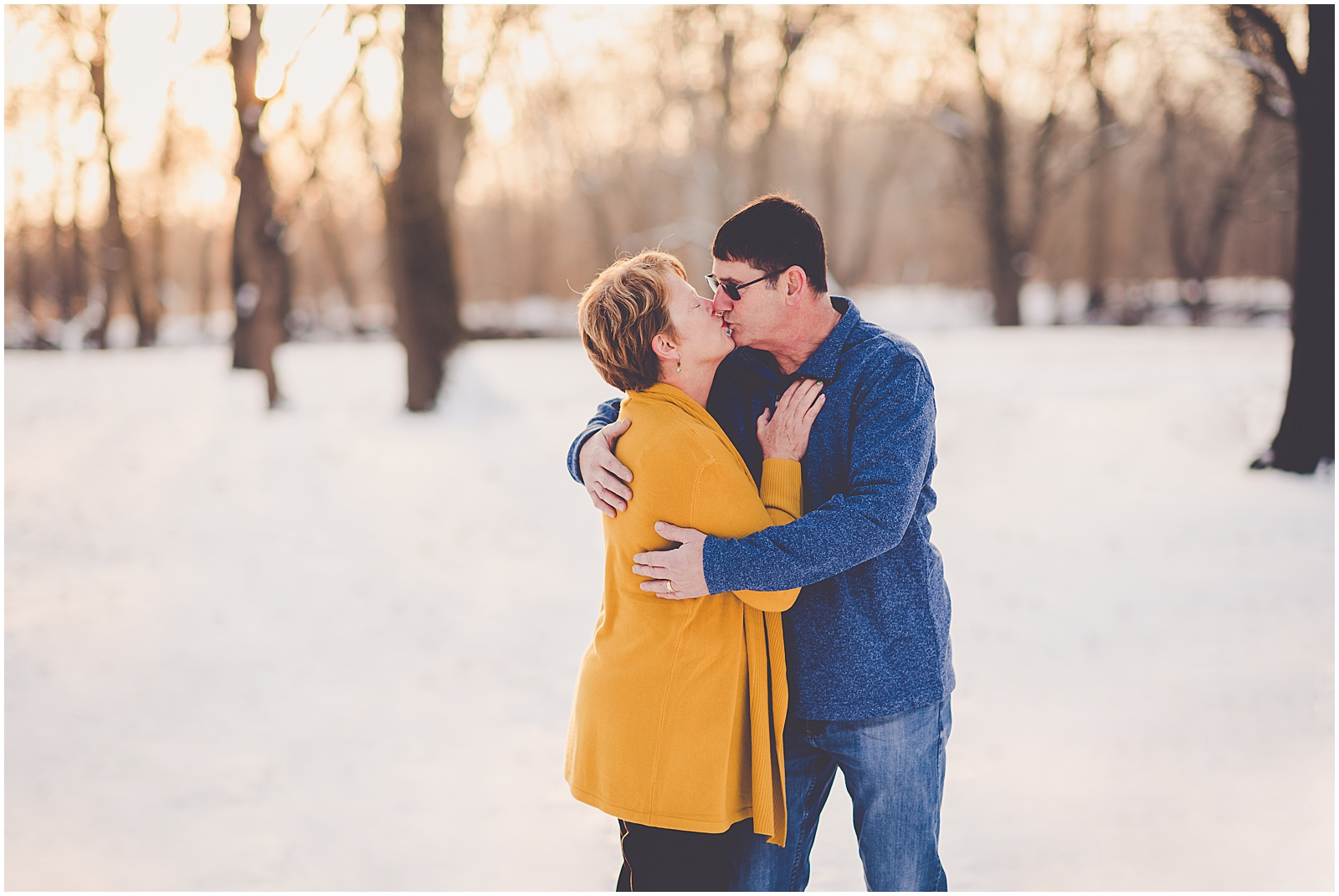 Nancy and Joel's winter anniversary session in Watseka, Illinois with Chicagoland wedding photographer Kara Evans Photographer.