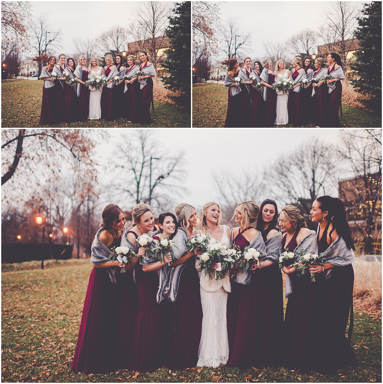 Brittany and Nic's Elements at Water Street winter wedding in Downtown Naperville, IL with Chicagoland wedding photographer Kara Evans Photographer.