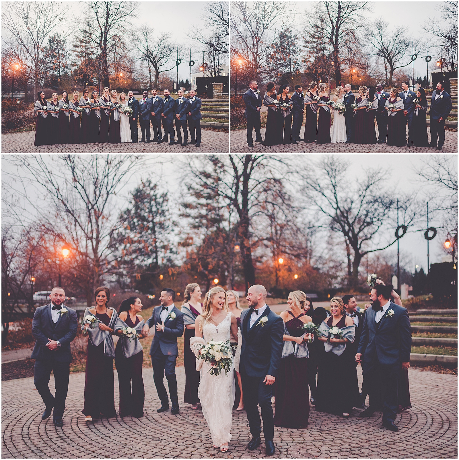 Brittany and Nic's Elements at Water Street winter wedding in Downtown Naperville, IL with Chicagoland wedding photographer Kara Evans Photographer.