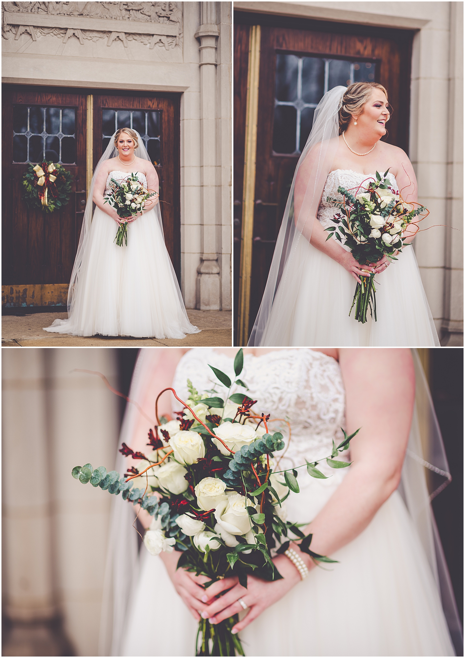 Mattie and Rolando's December Blessed Sacrament wedding day in Springfield, Illinois with Chicagoland wedding photographer Kara Evans Photographer.