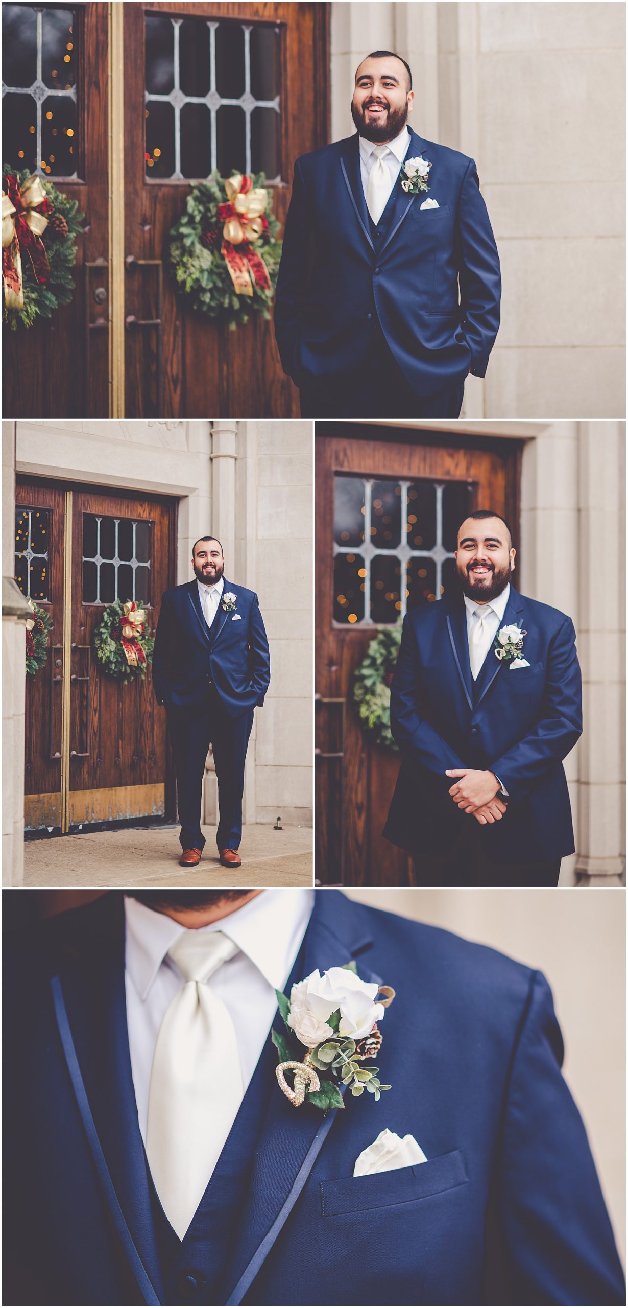 Mattie and Rolando's December Blessed Sacrament wedding day in Springfield, Illinois with Chicagoland wedding photographer Kara Evans Photographer.
