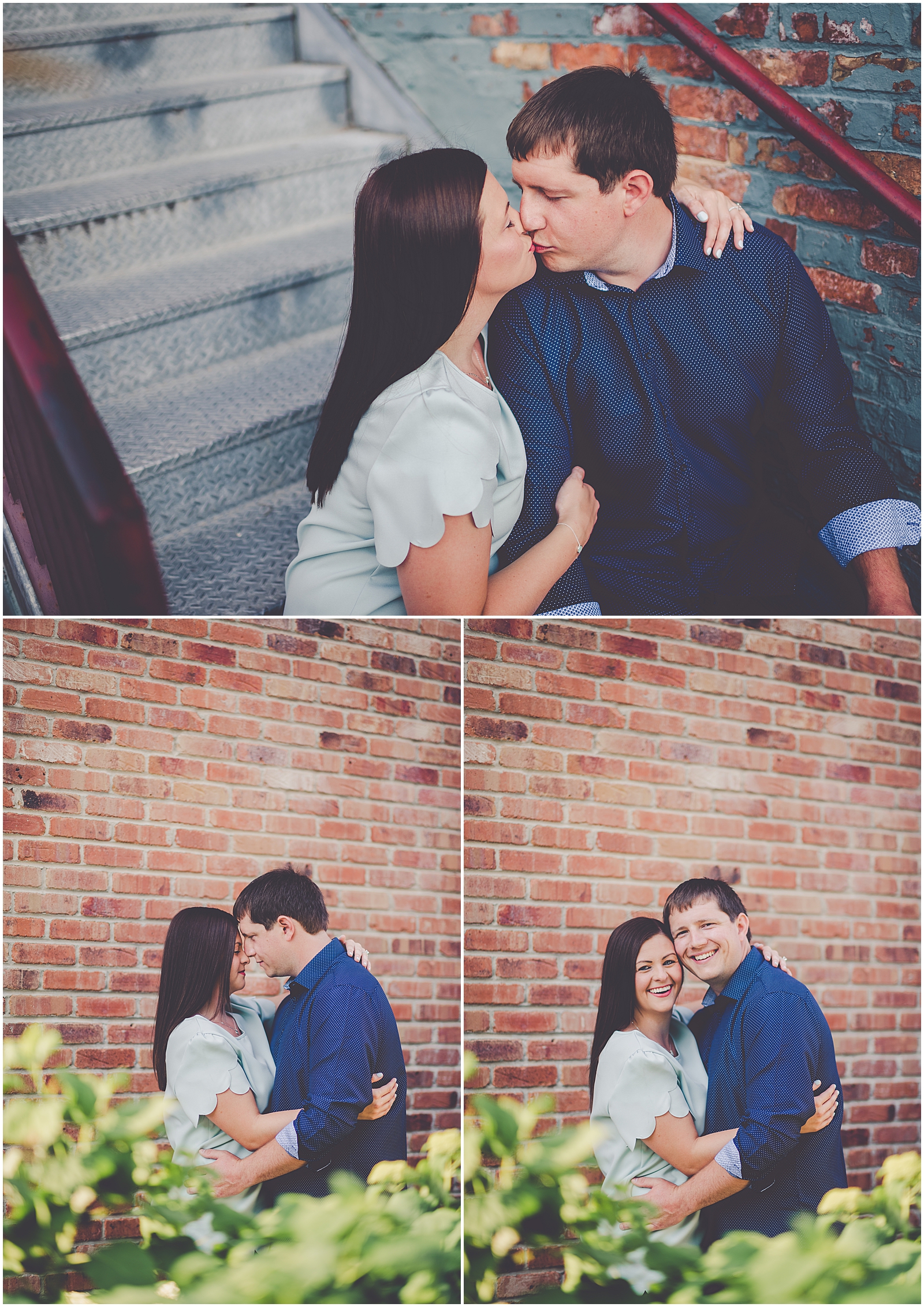 Taylor and Karl's downtown Frankfort engagement photos in Frankfort, Illinois with Chicagoland wedding photographer Kara Evans Photographer.