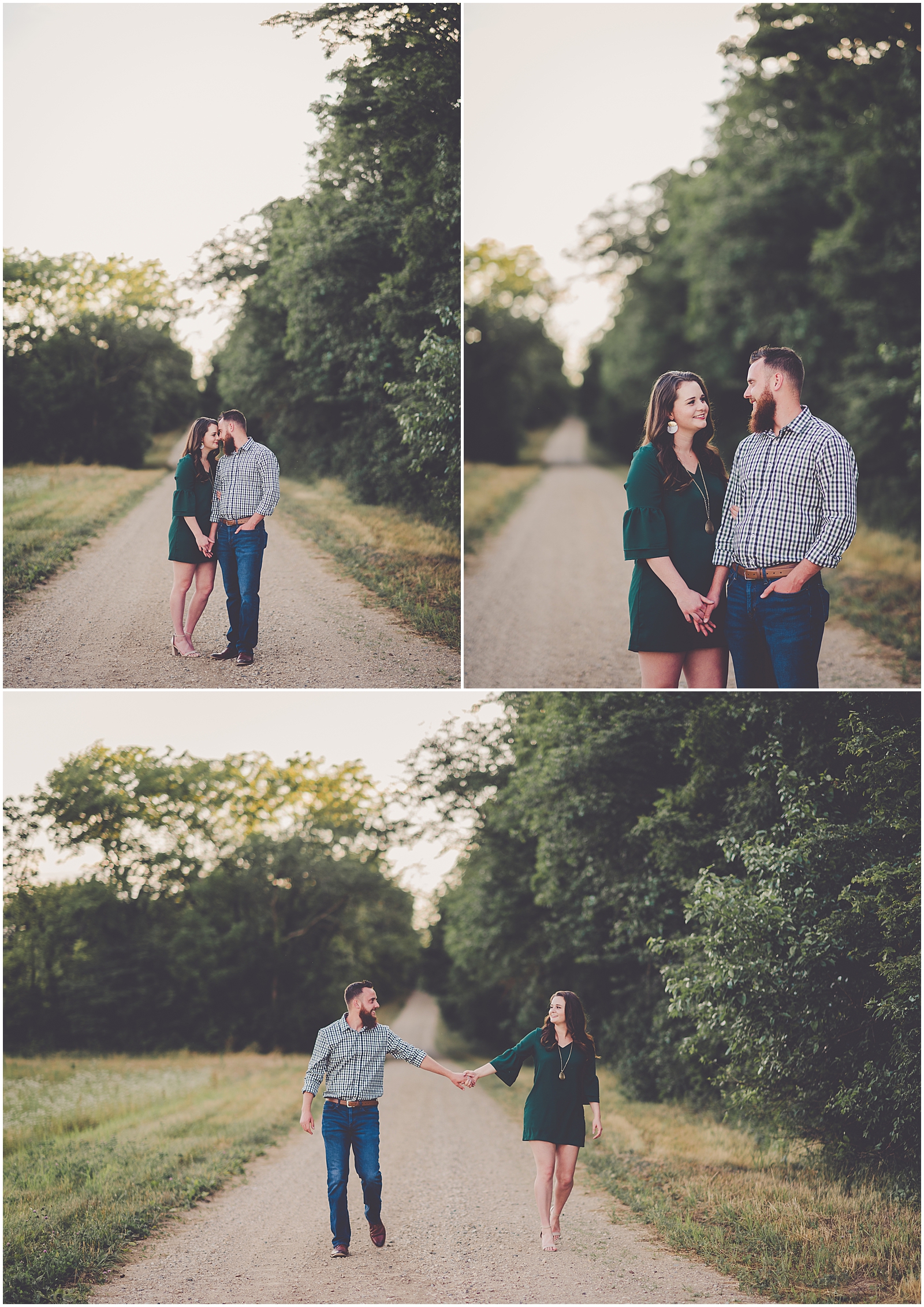 Kennedy and Zach's romantic summer anniversary session in Green Valley, Illinois with Chicagoland wedding photographer Kara Evans Photographer.