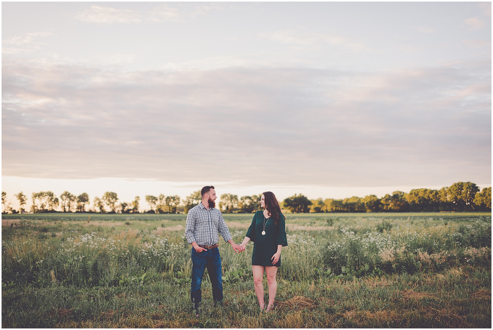 Kennedy and Zach's romantic summer anniversary session in Green Valley, Illinois with Chicagoland wedding photographer Kara Evans Photographer.