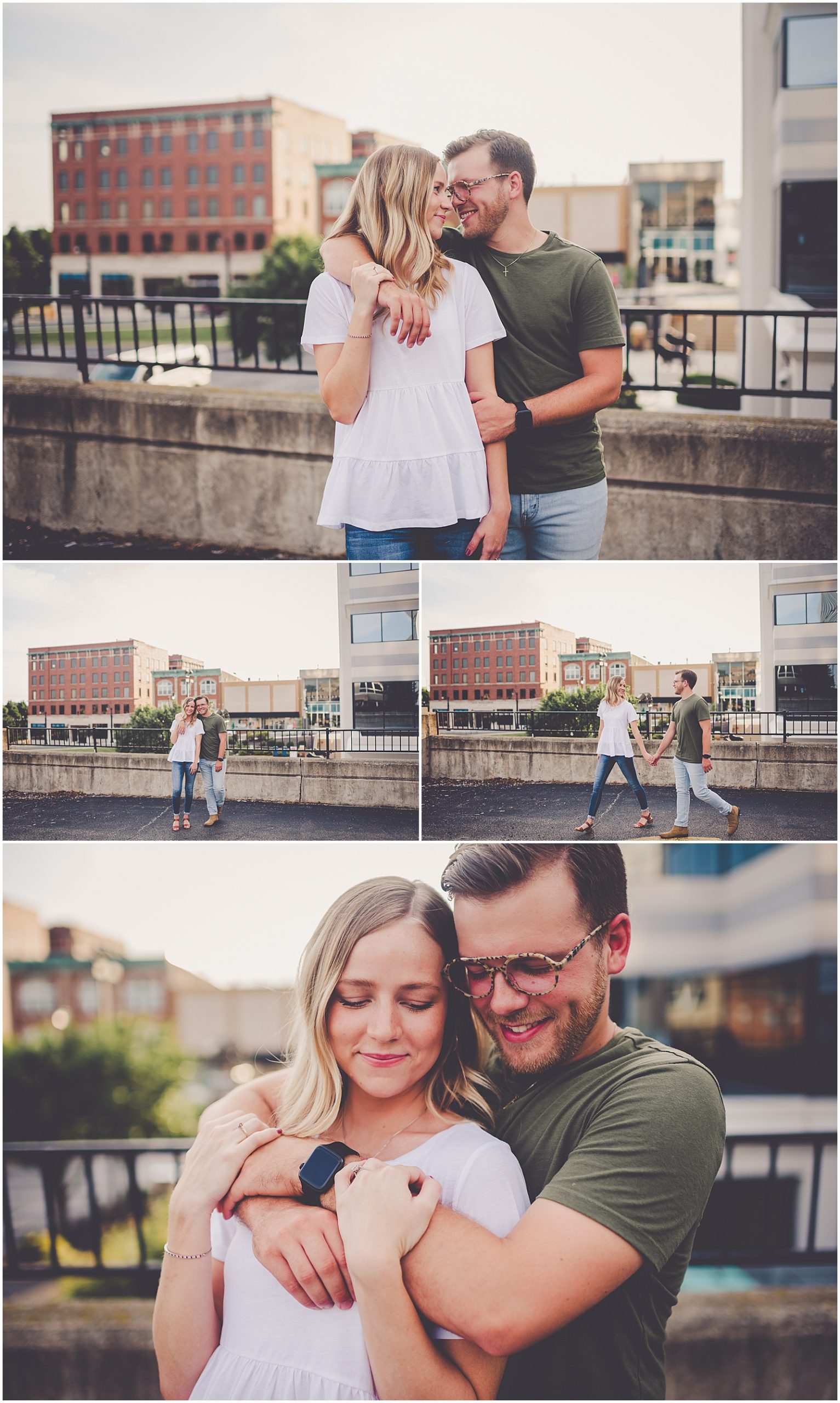 Lauren and Chase's Downtown Kankakee engagement photos in Kankakee, Illinois with Chicagoland wedding photographer Kara Evans Photographer.