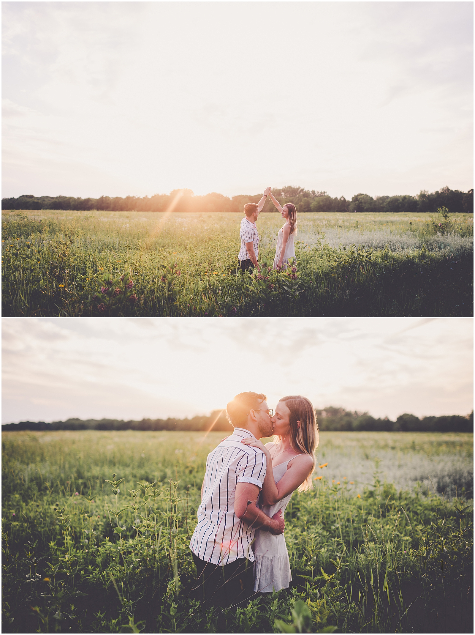 Lauren and Chase's Perry Farm and Downtown Kankakee engagement photos in Kankakee, Illinois with Chicagoland wedding photographer Kara Evans Photographer.