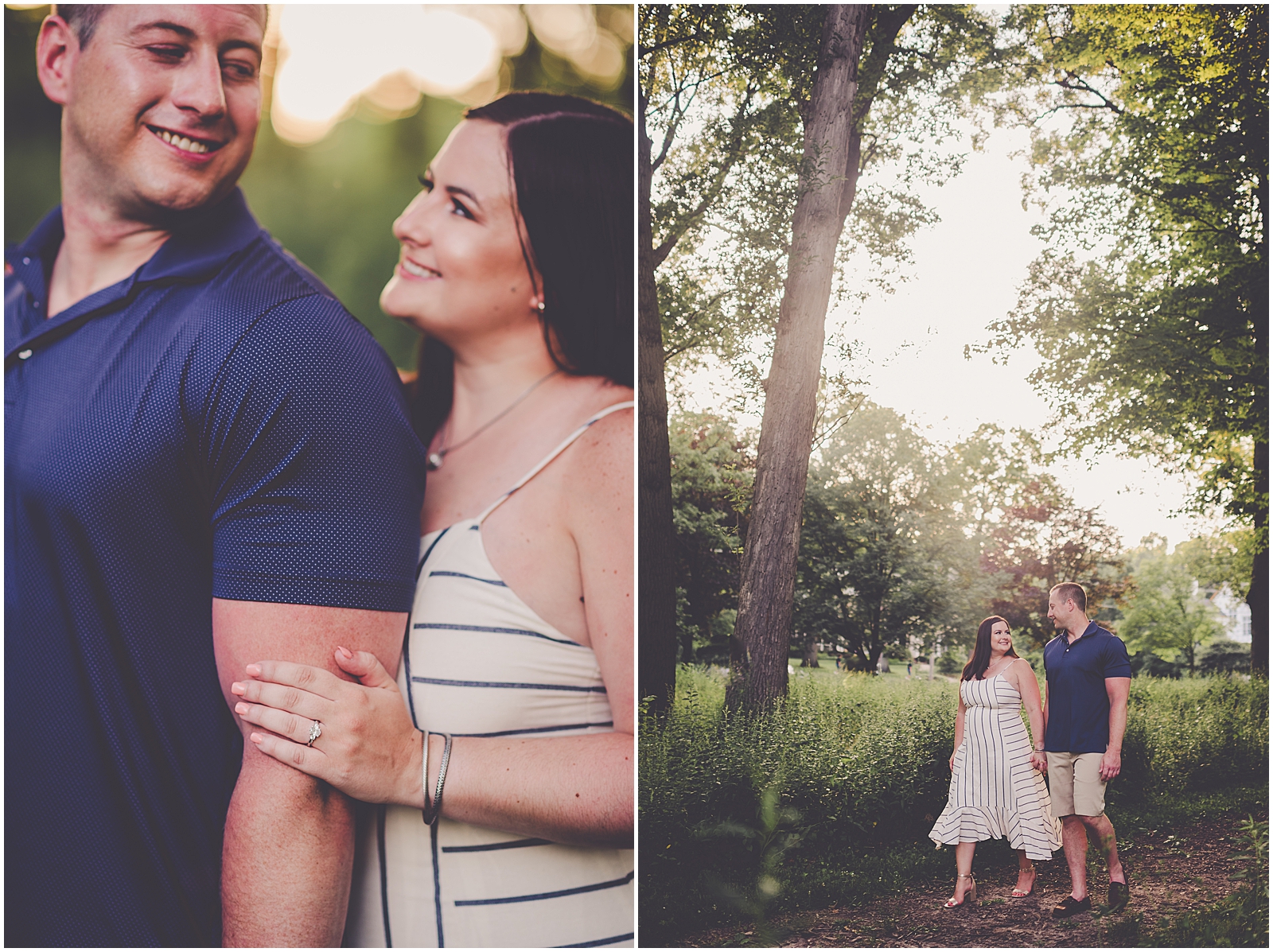 Melissa and Adam's Lake Ellyn engagement photos in Glen Ellyn, Illinois with Chicagoland wedding photographer Kara Evans Photographer.