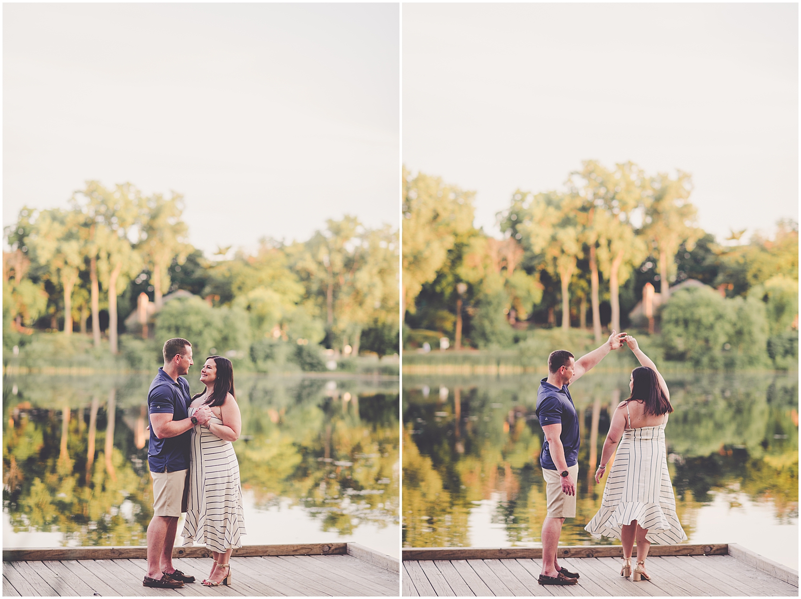 Melissa and Adam's Lake Ellyn engagement photos in Glen Ellyn, Illinois with Chicagoland wedding photographer Kara Evans Photographer.