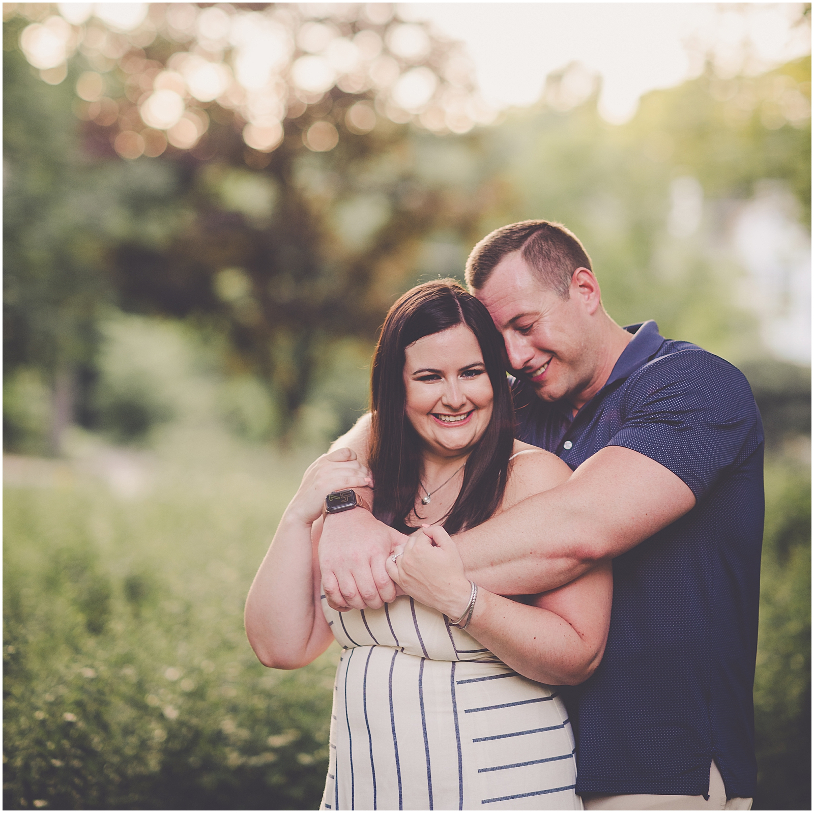 Melissa and Adam's Lake Ellyn engagement photos in Glen Ellyn, Illinois with Chicagoland wedding photographer Kara Evans Photographer.