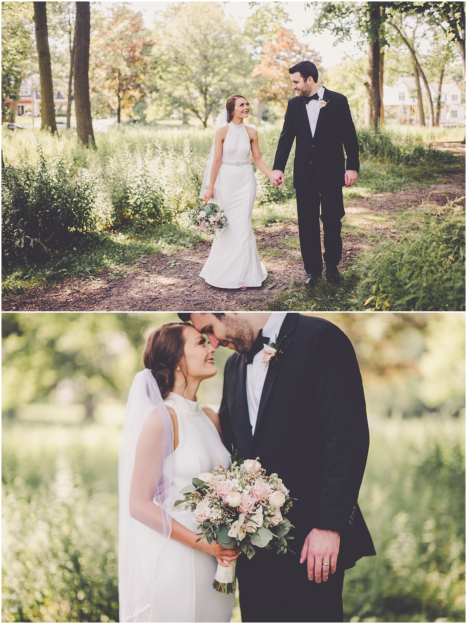 Kelsey and Justin's intimate wedding day in Lombard and Glen Ellyn, Illinois with Chicagoland wedding photographer Kara Evans Photographer.
