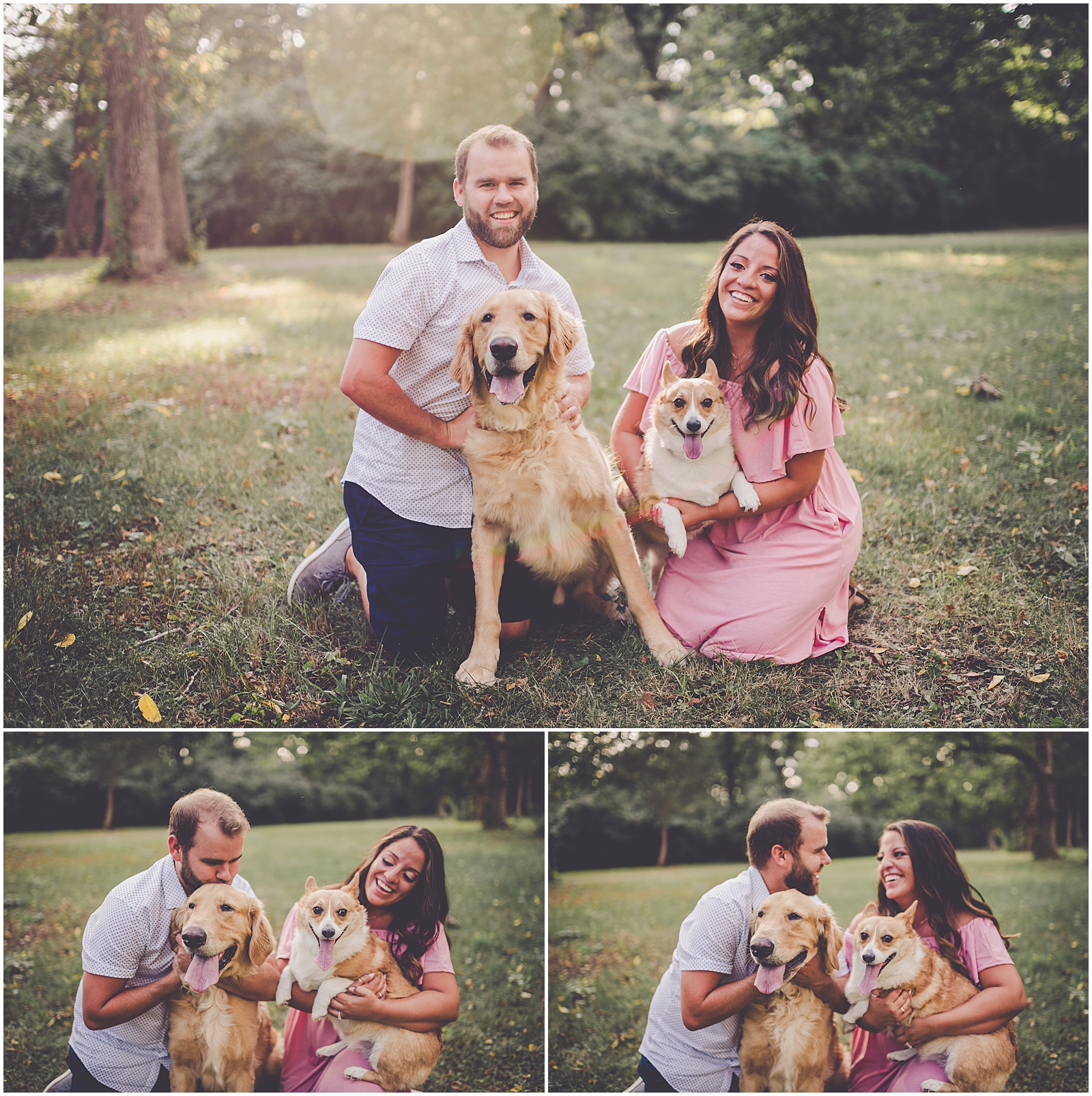 Daniela and Andrew's summer engagement photos at Kankakee River State Park with Chicagoland wedding photographer Kara Evans Photographer.