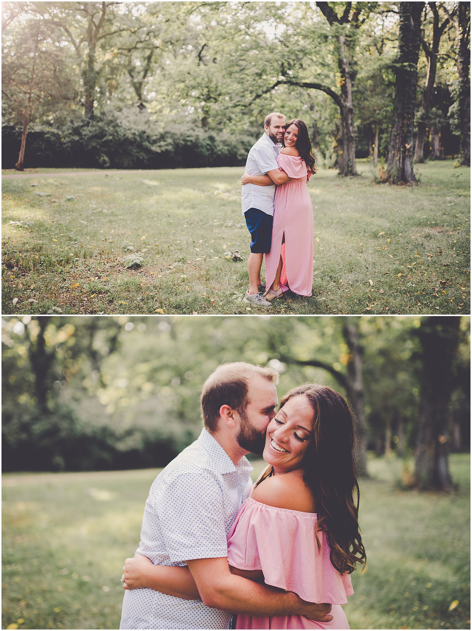 Daniela and Andrew's summer engagement photos at Kankakee River State Park with Chicagoland wedding photographer Kara Evans Photographer.