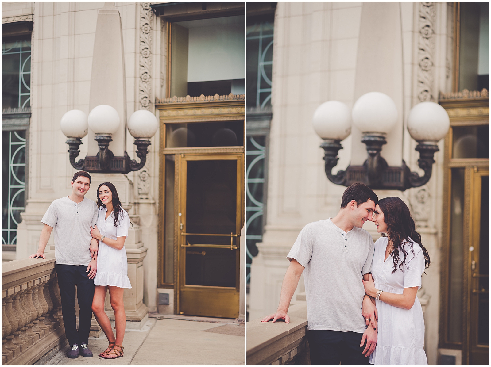 Kait and David's downtown Chicago skyline engagement session in Chicago, IL with Chicagoland wedding photographer Kara Evans Photographer.