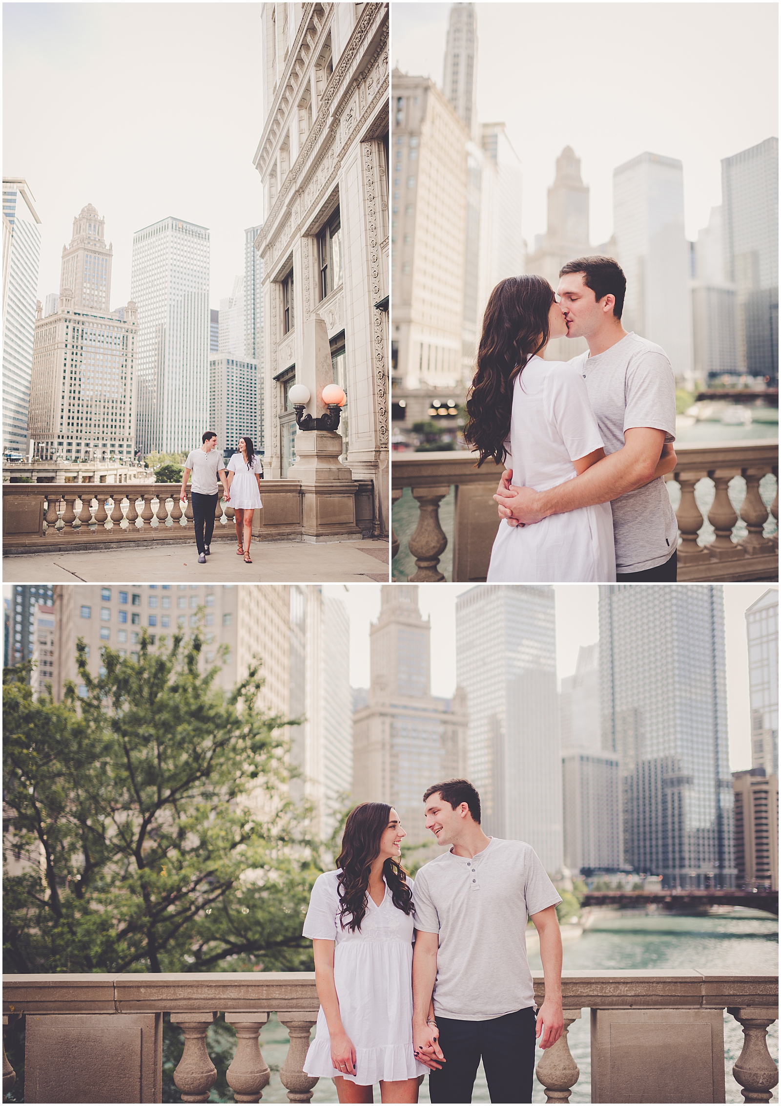 Kait and David's downtown Chicago skyline engagement session in Chicago, IL with Chicagoland wedding photographer Kara Evans Photographer.